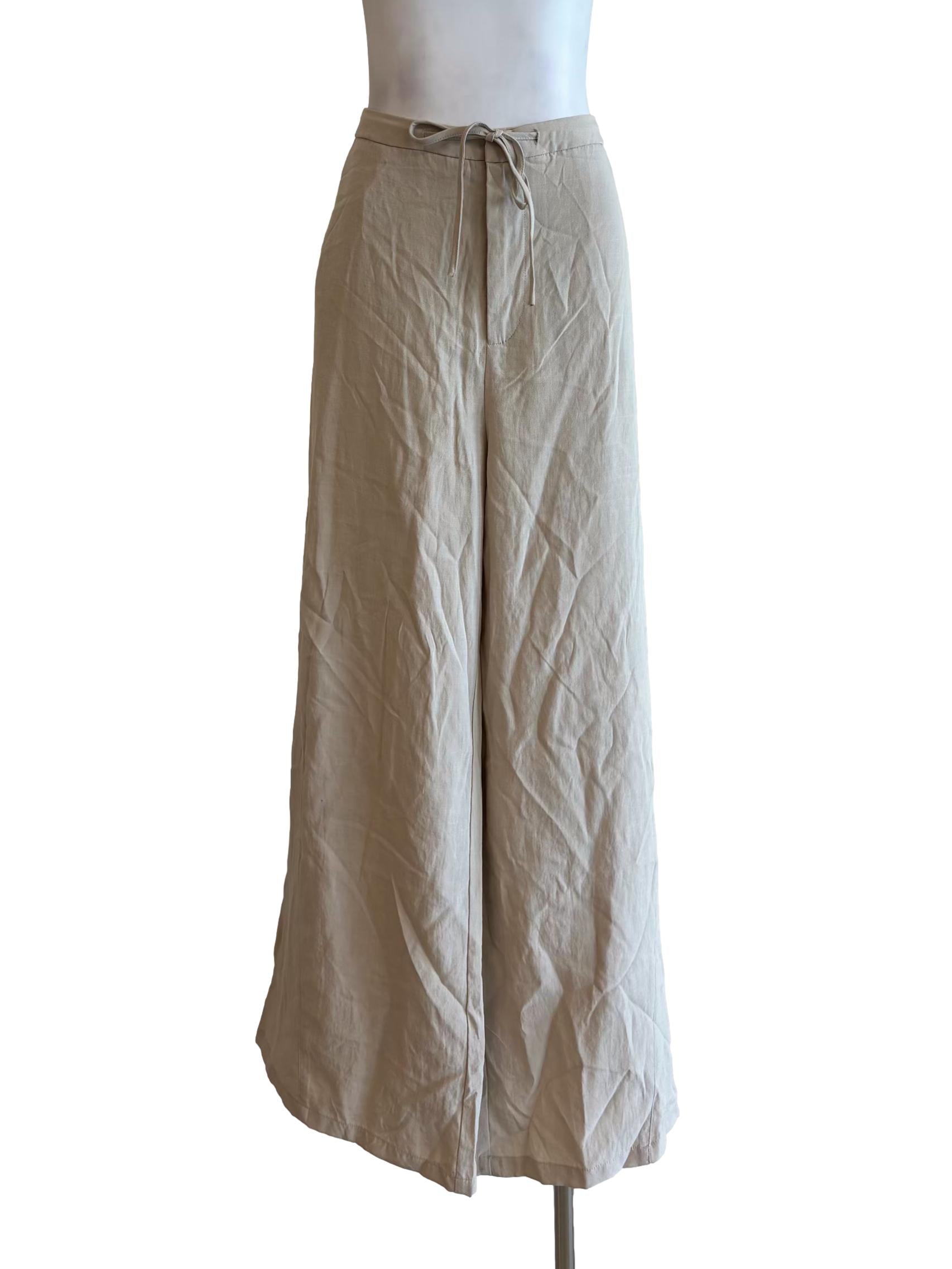 Eggshell Wide Leg Relaxed Pants