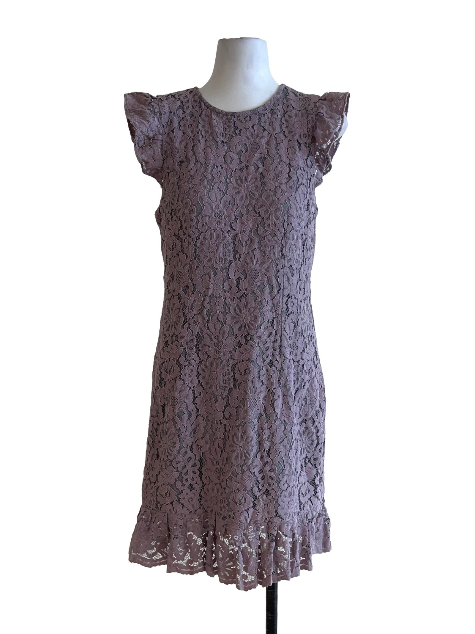 Heather Purple Lace Empire Dress