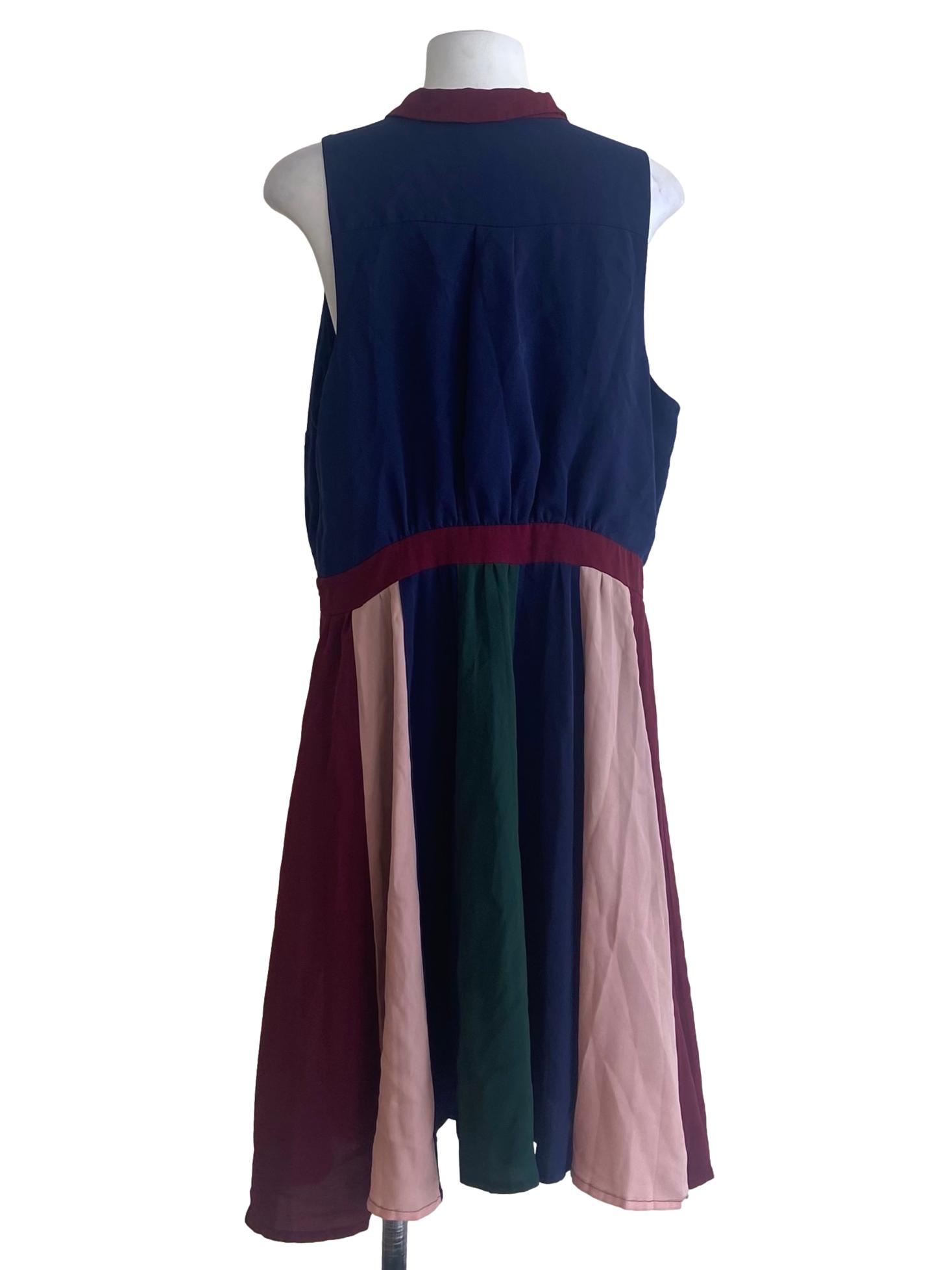 Navy Blue & Multicolor Apron Dress