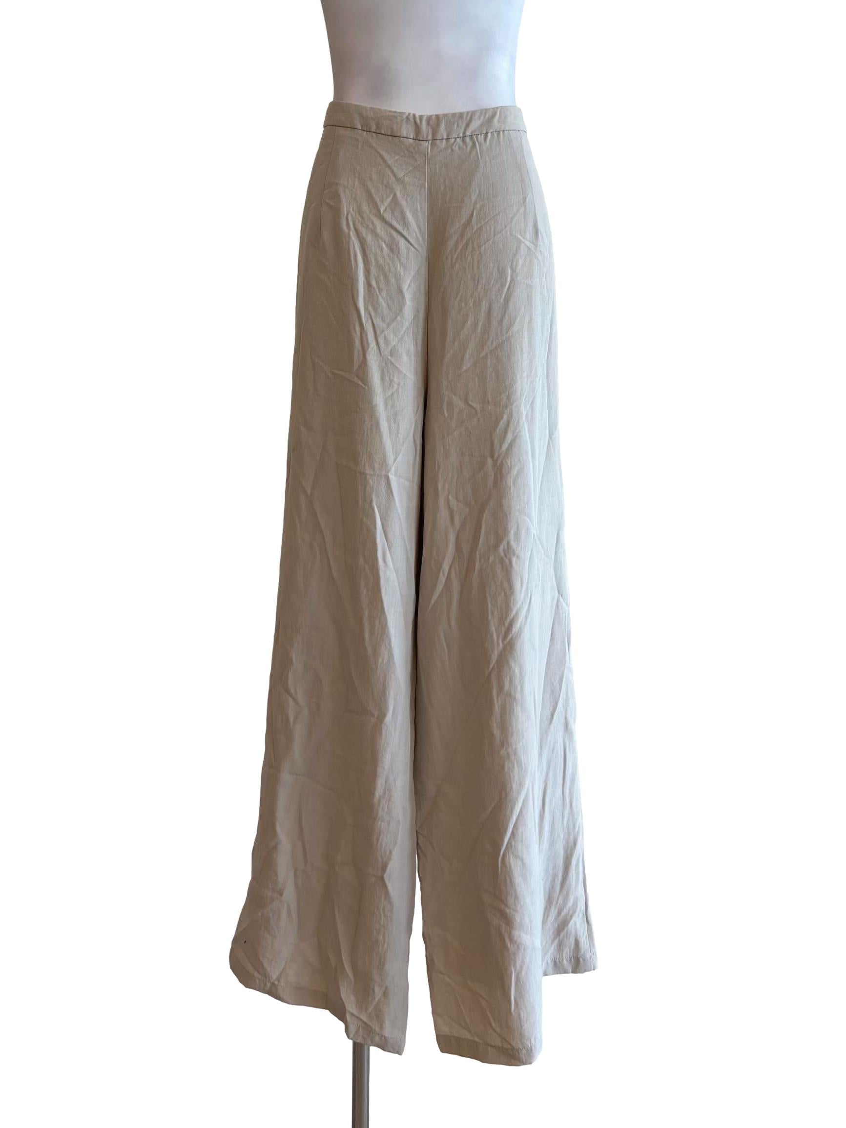 Eggshell Wide Leg Relaxed Pants