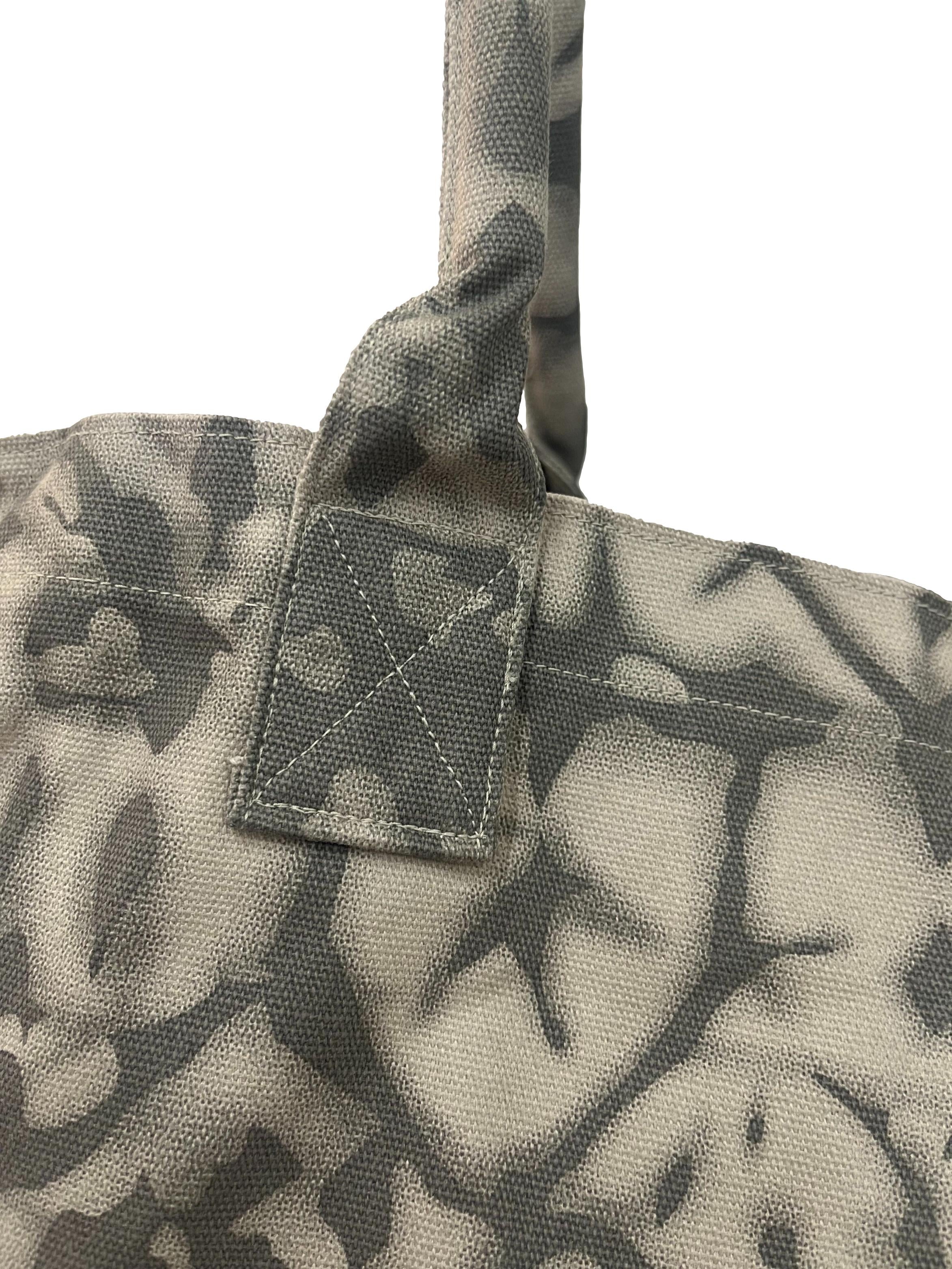 Grey Print Large Tote Bag