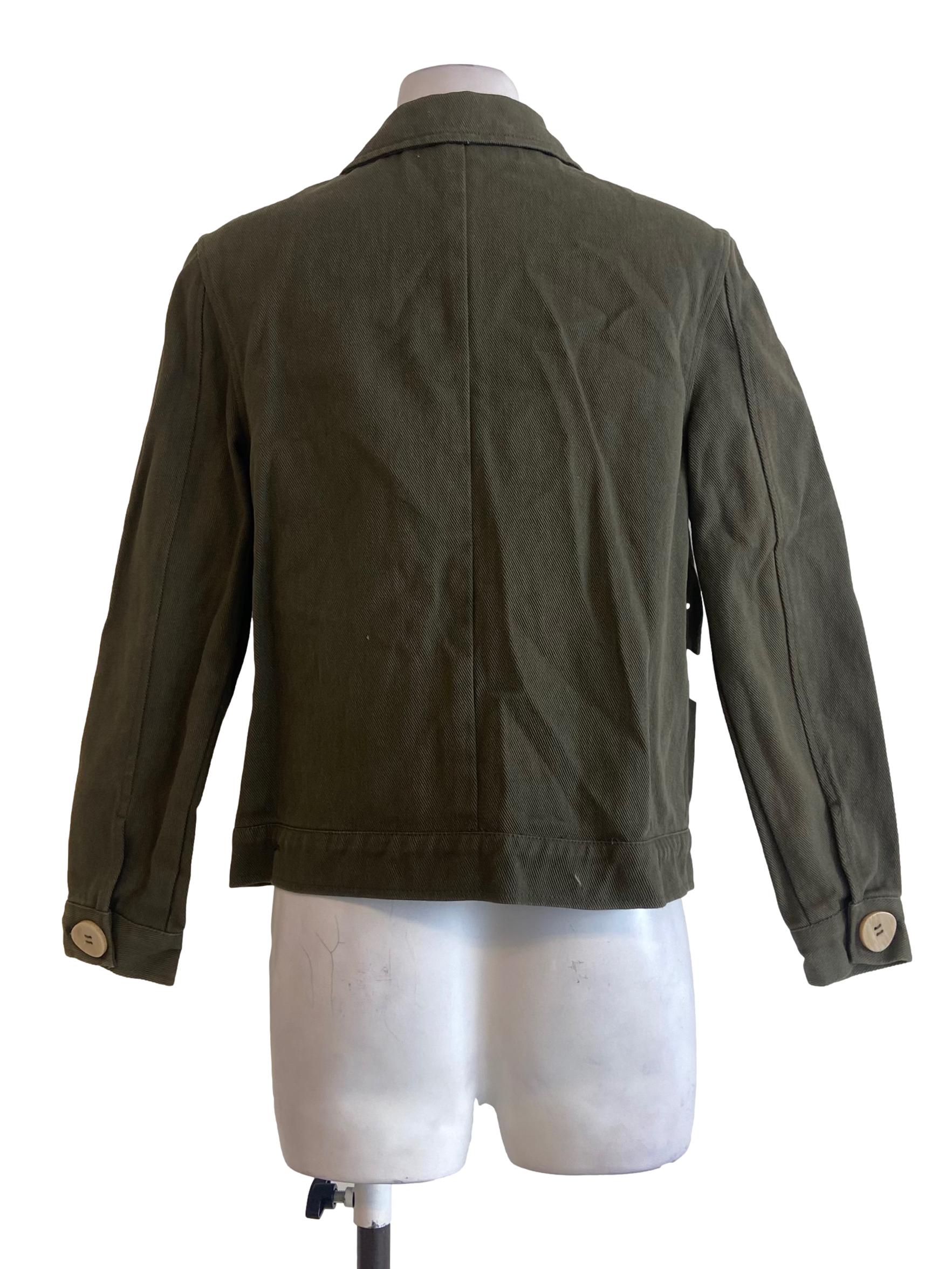 Crocodile Green Herringbone Button Down Jacket