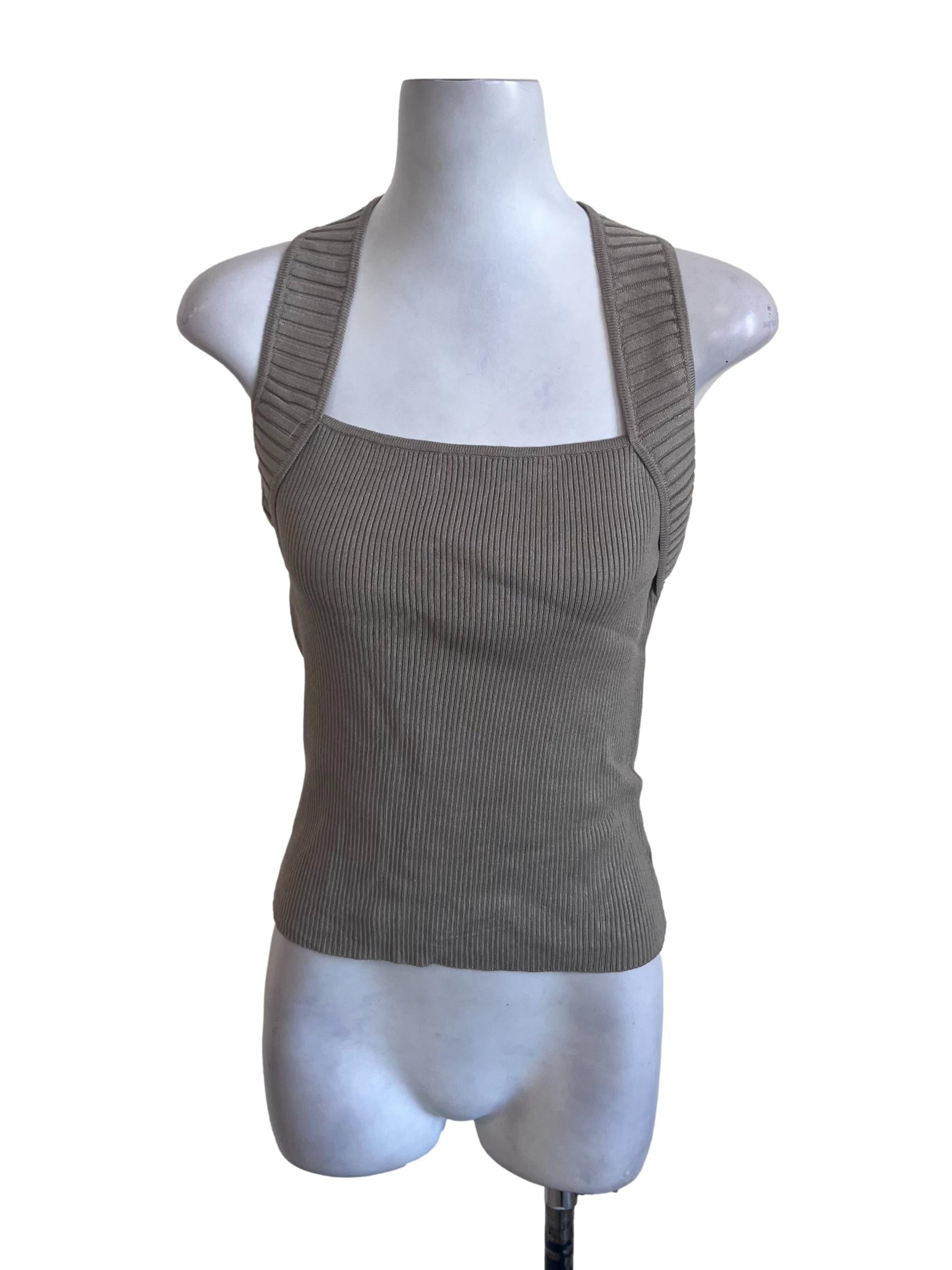 Olive Green Cardigan Tank Top LB