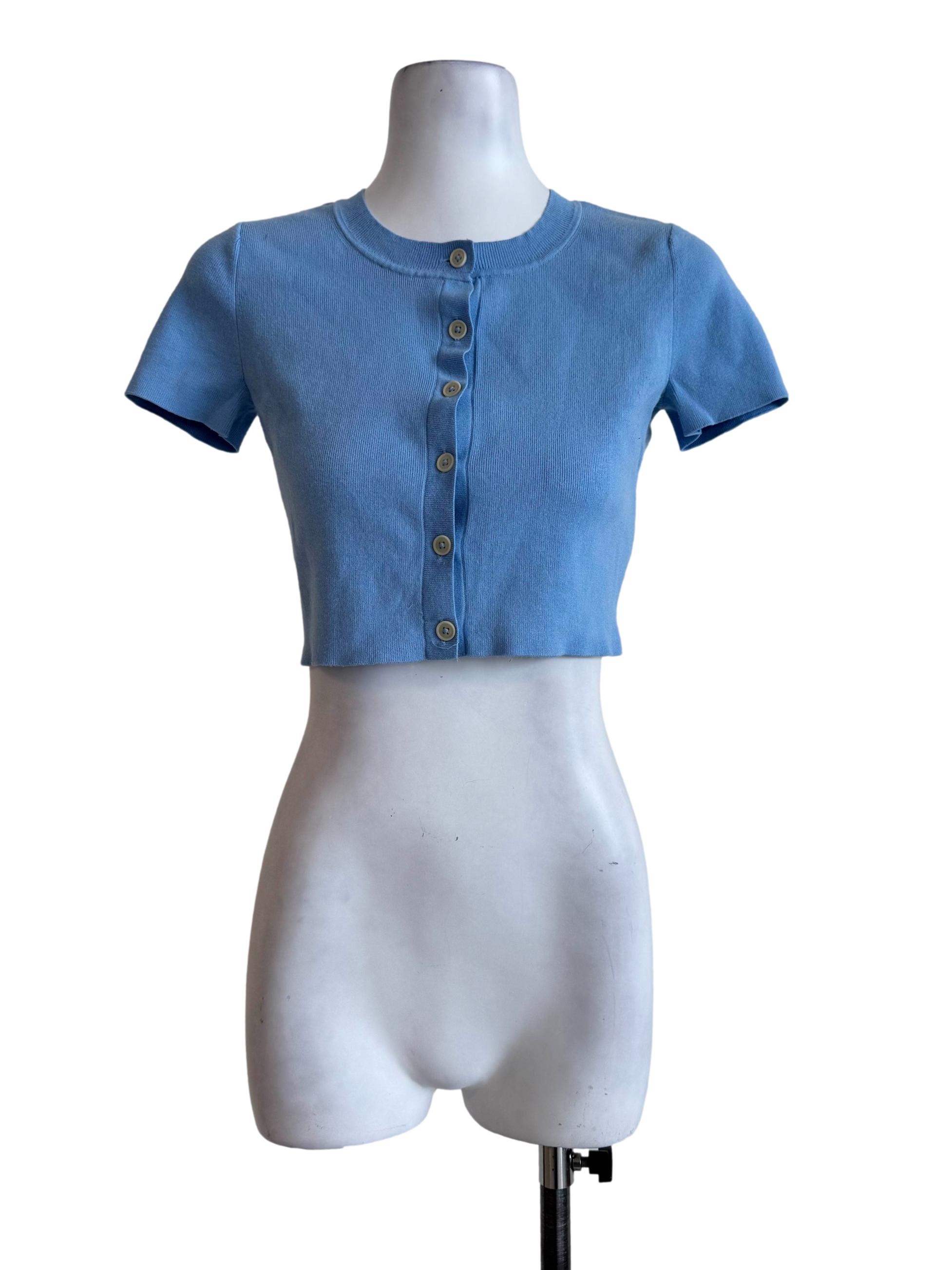 Azure Blue Round Neck Top