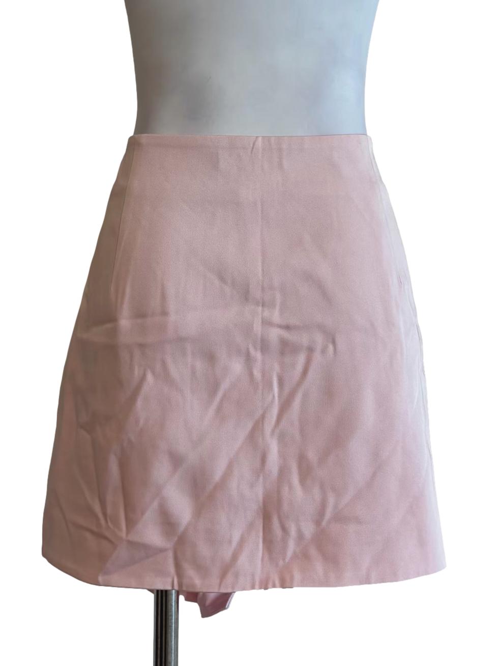 Baby Pink Satin Mini Skirt