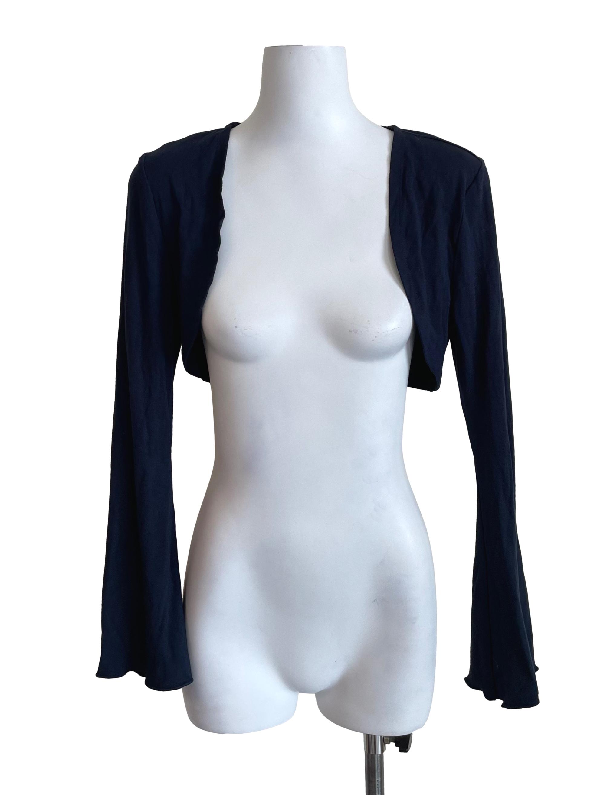 Navy Blue Bell Sleeves Shrug Cardigan