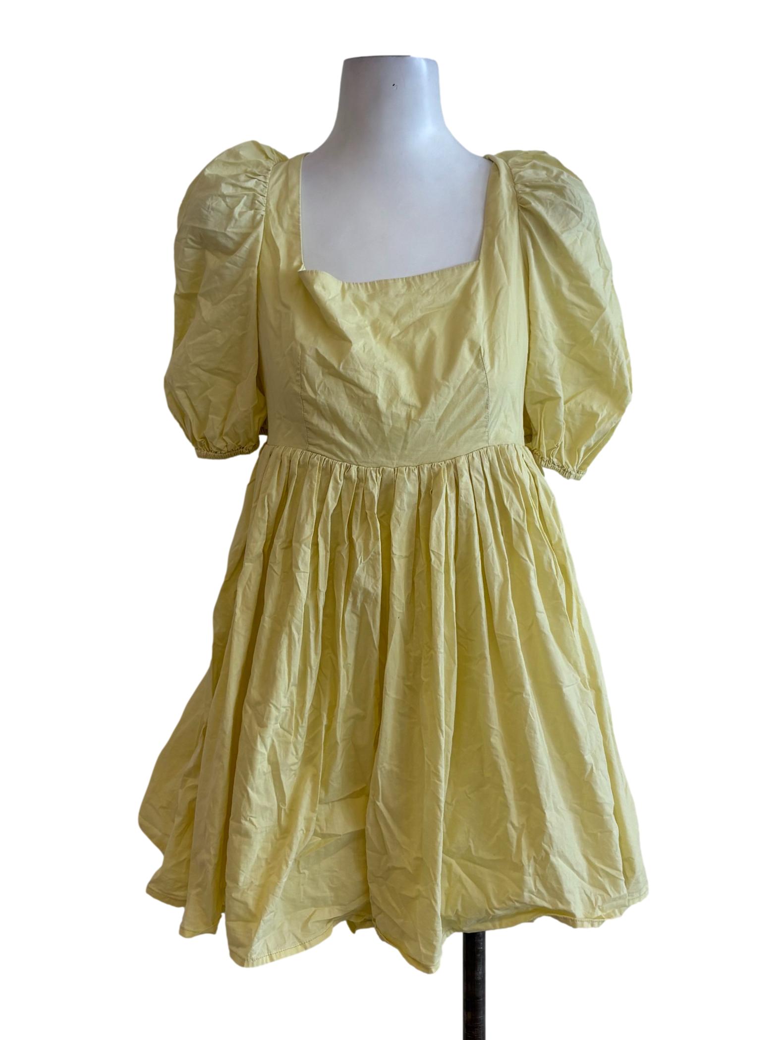 Banana Puffed Sleeves Dress