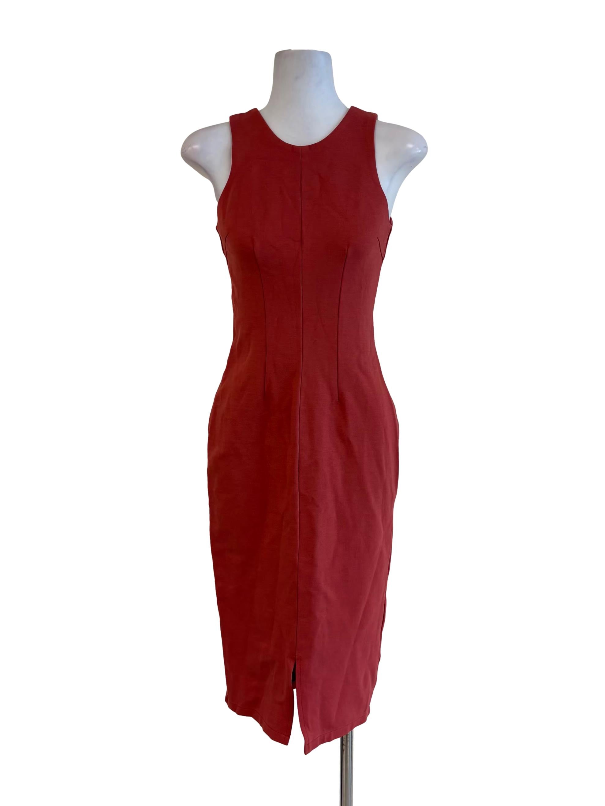 Lava Red Sleeveless Pencil Dress