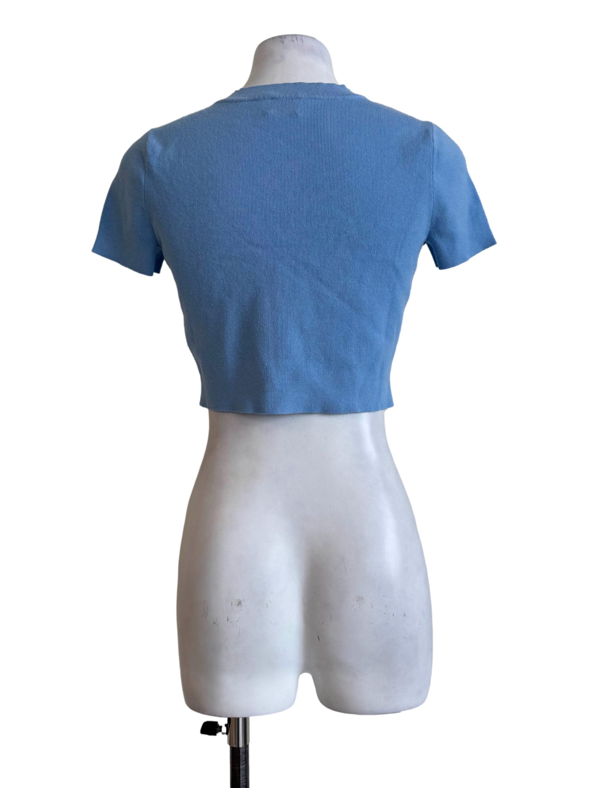 Azure Blue Round Neck Top