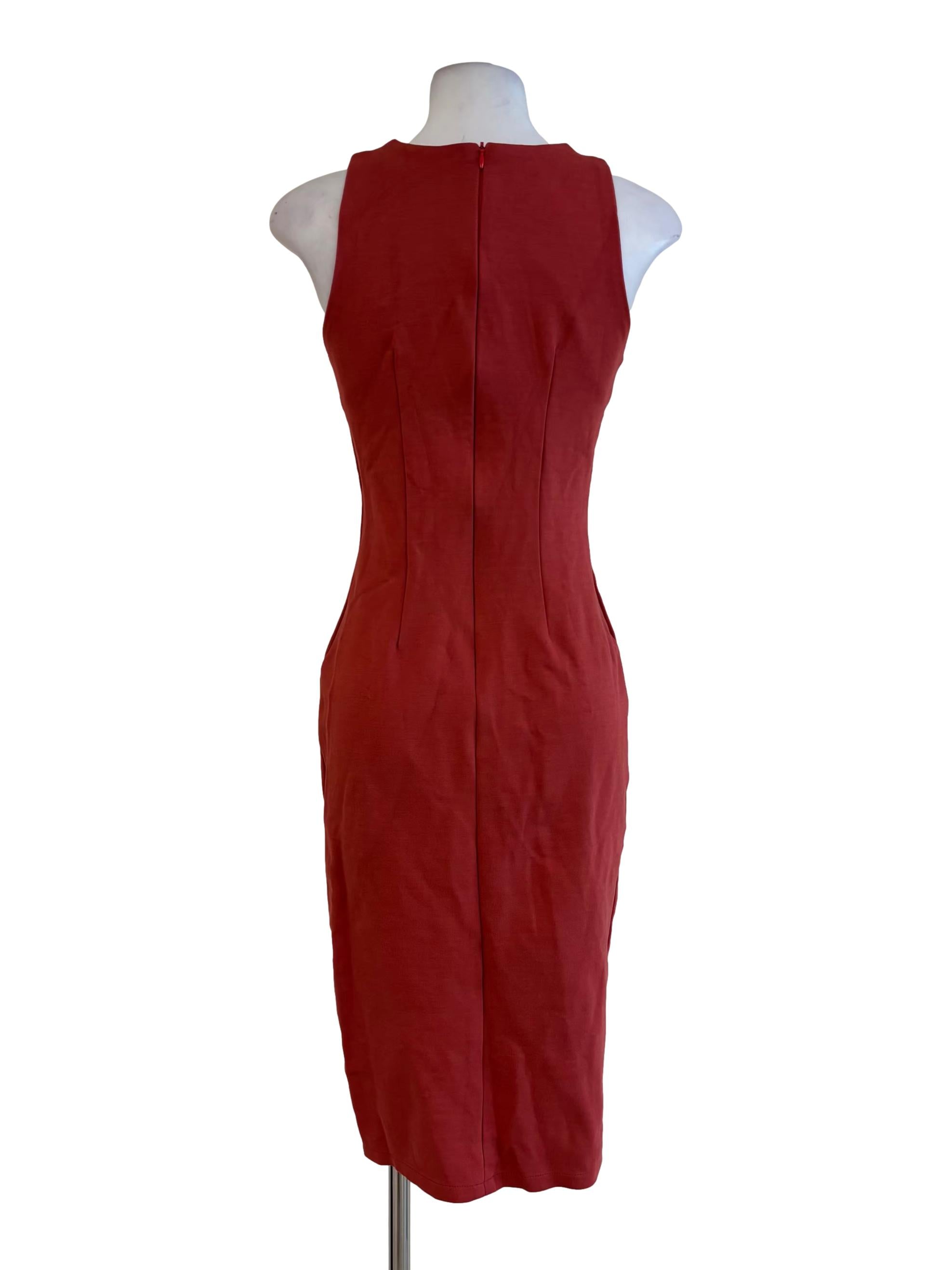 Lava Red Sleeveless Pencil Dress