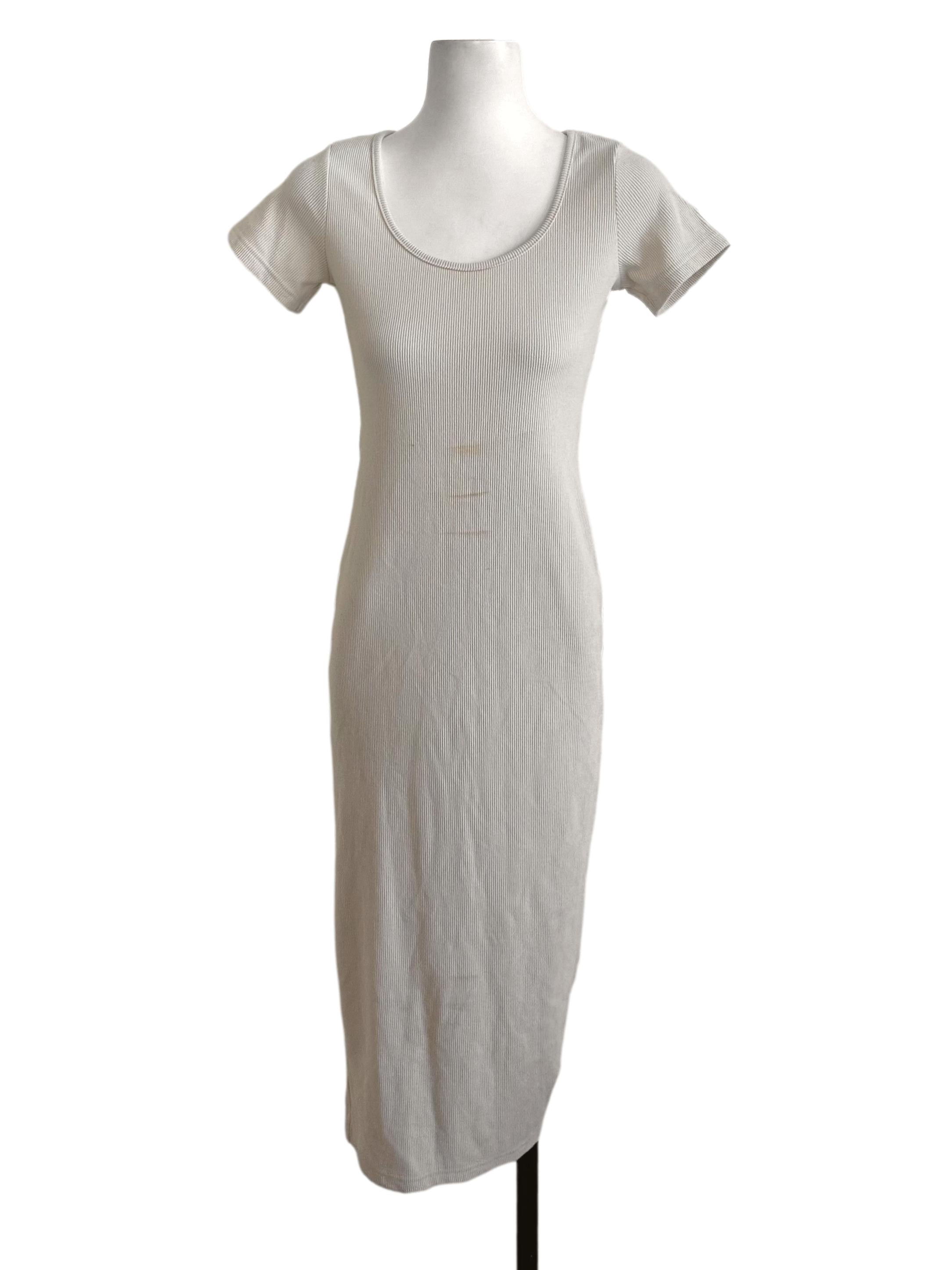 Sand Beige Knit Slit Dress