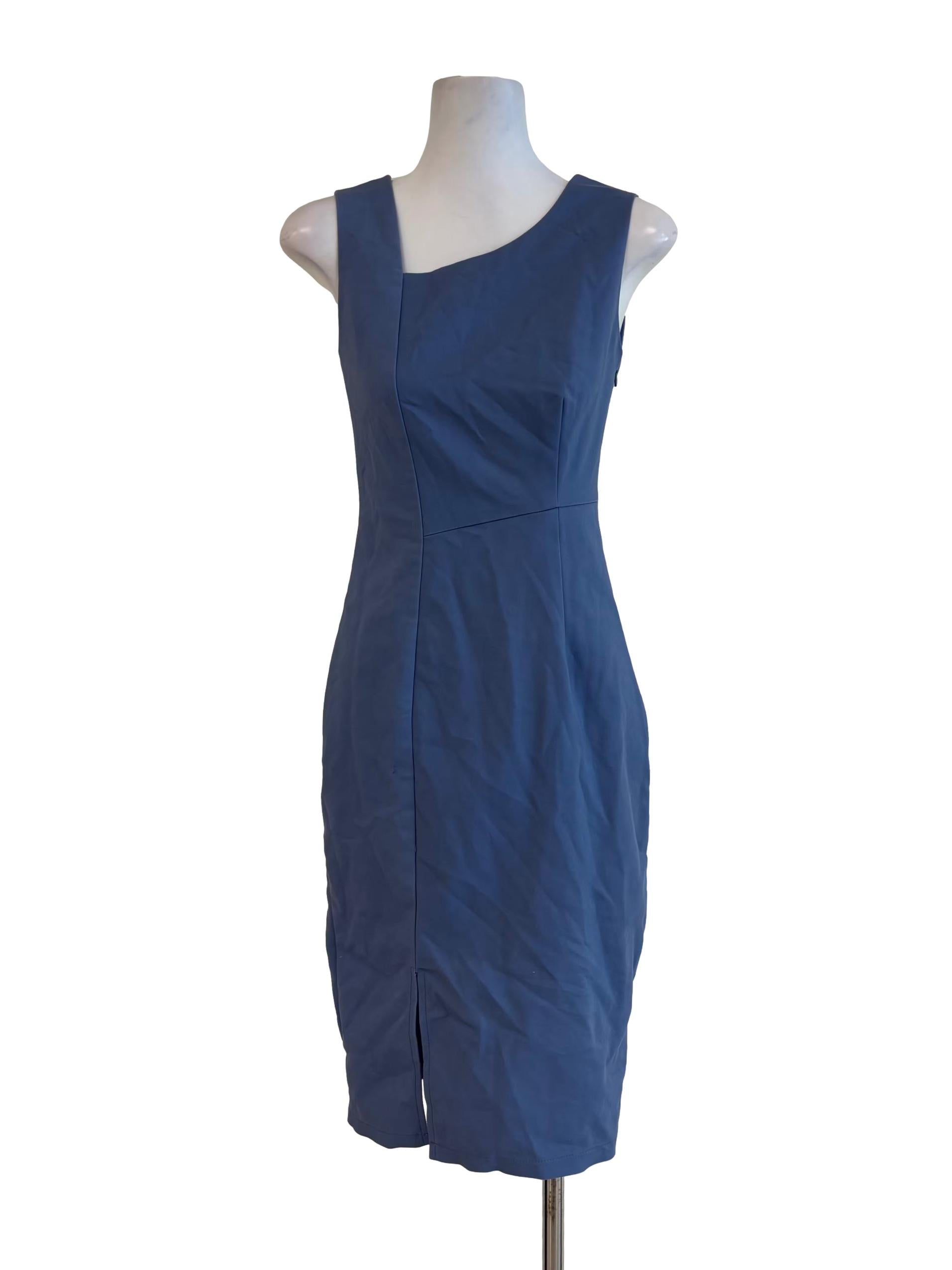 Carolina Blue Sleeveless Asymmetrical Pencil Dress