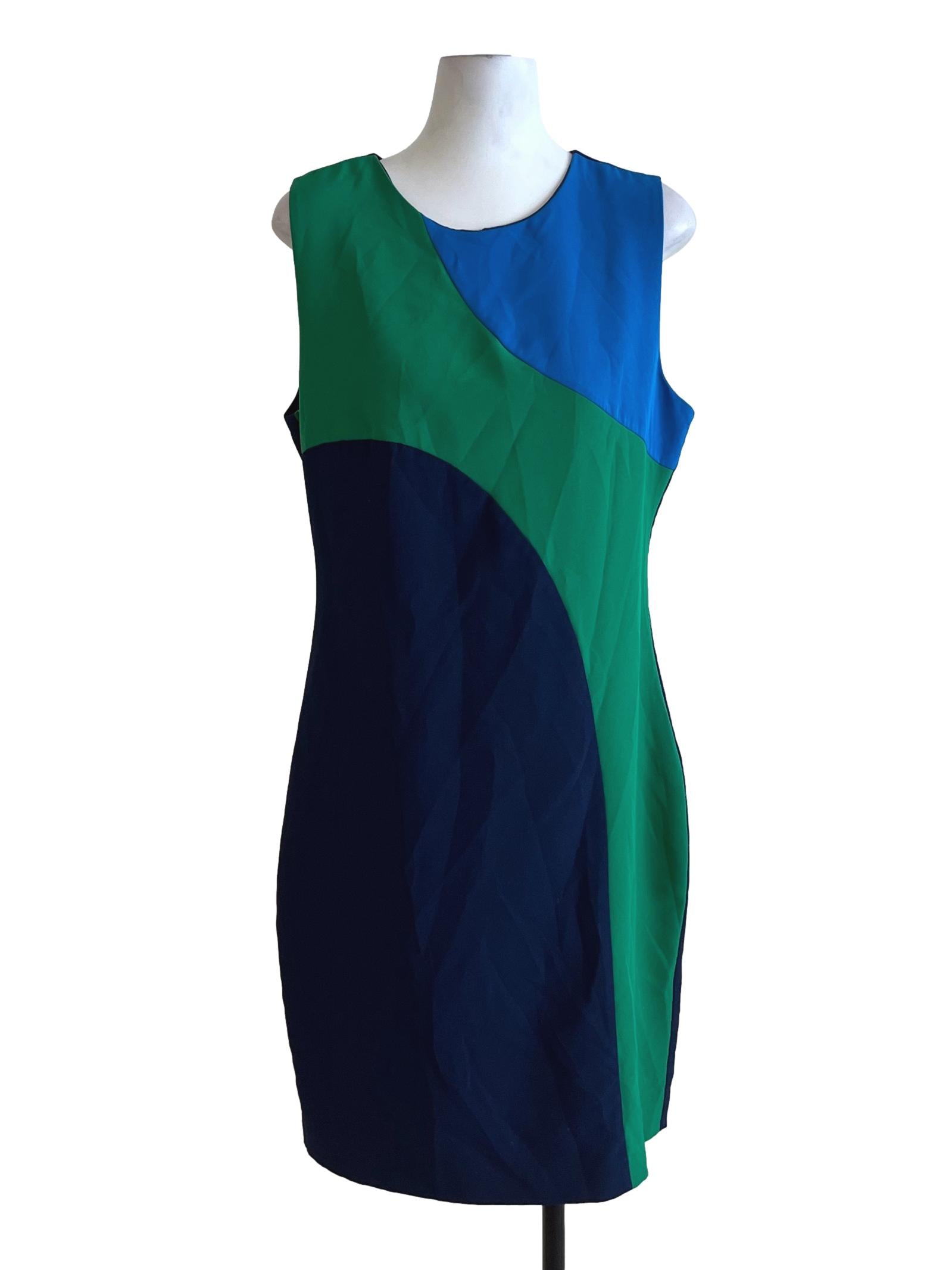 Navy Blue Jewel Neckline Sheath Dress