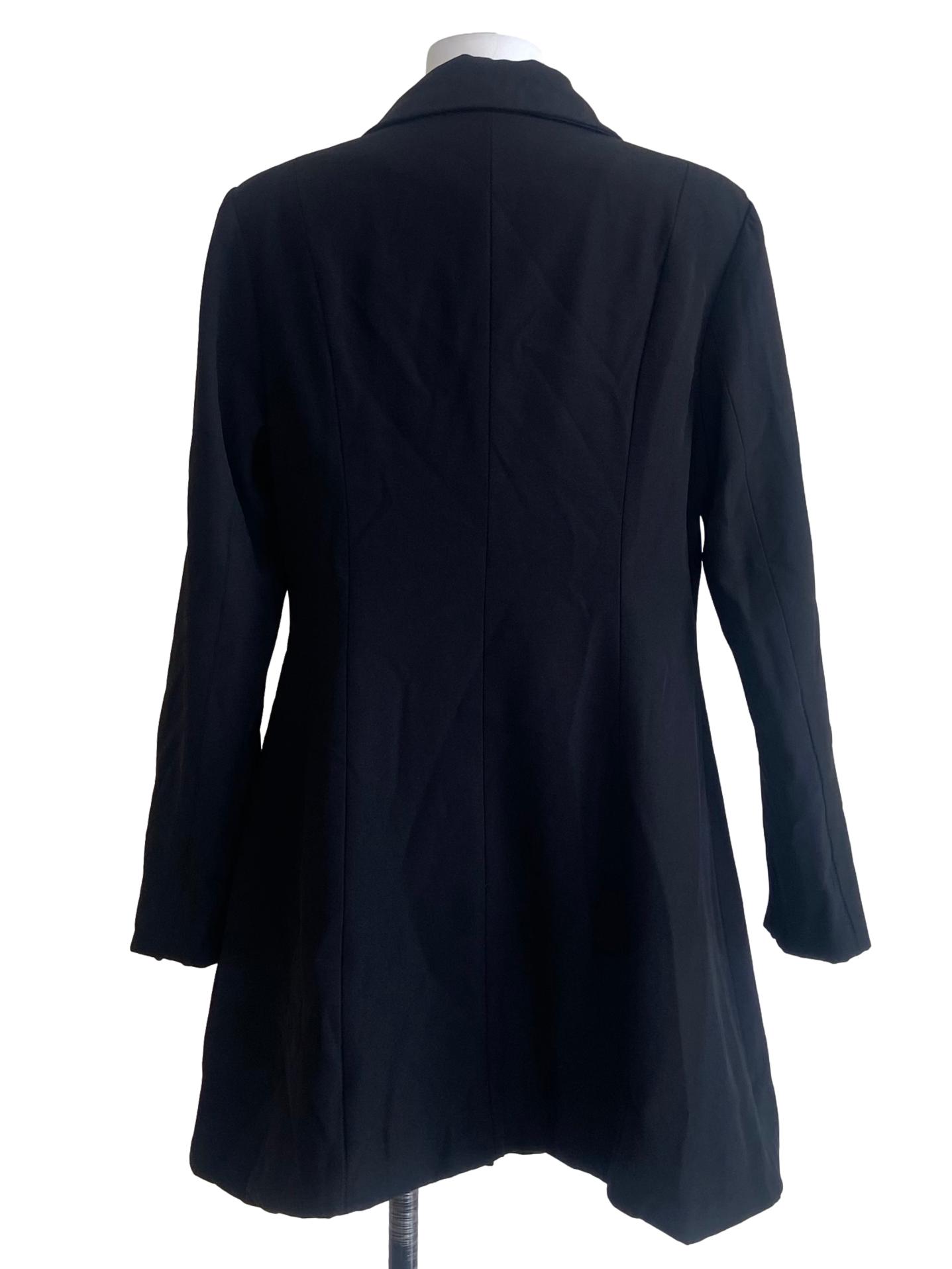 Black Single Button Twill Mini Dress