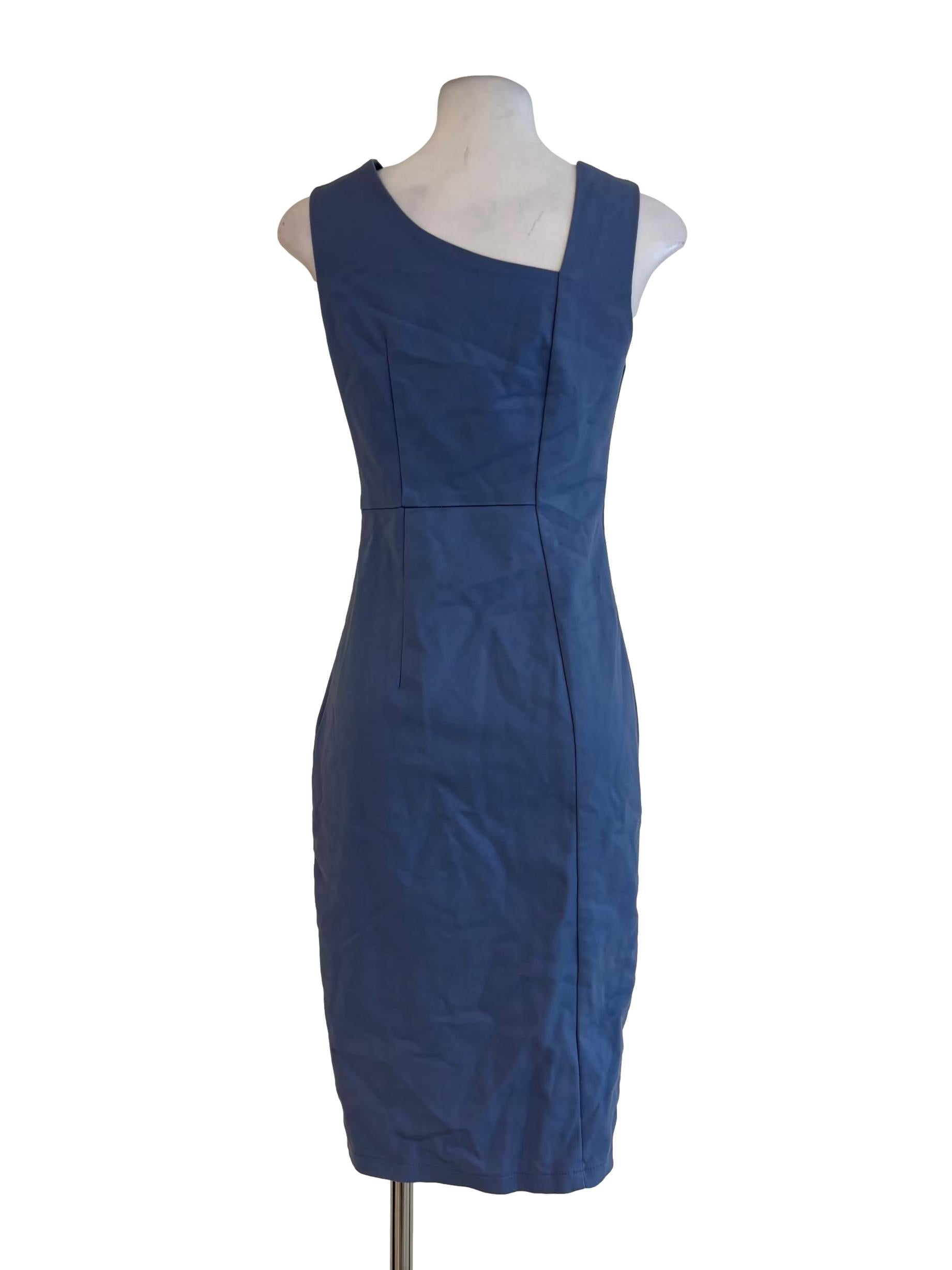 Carolina Blue Sleeveless Asymmetrical Pencil Dress