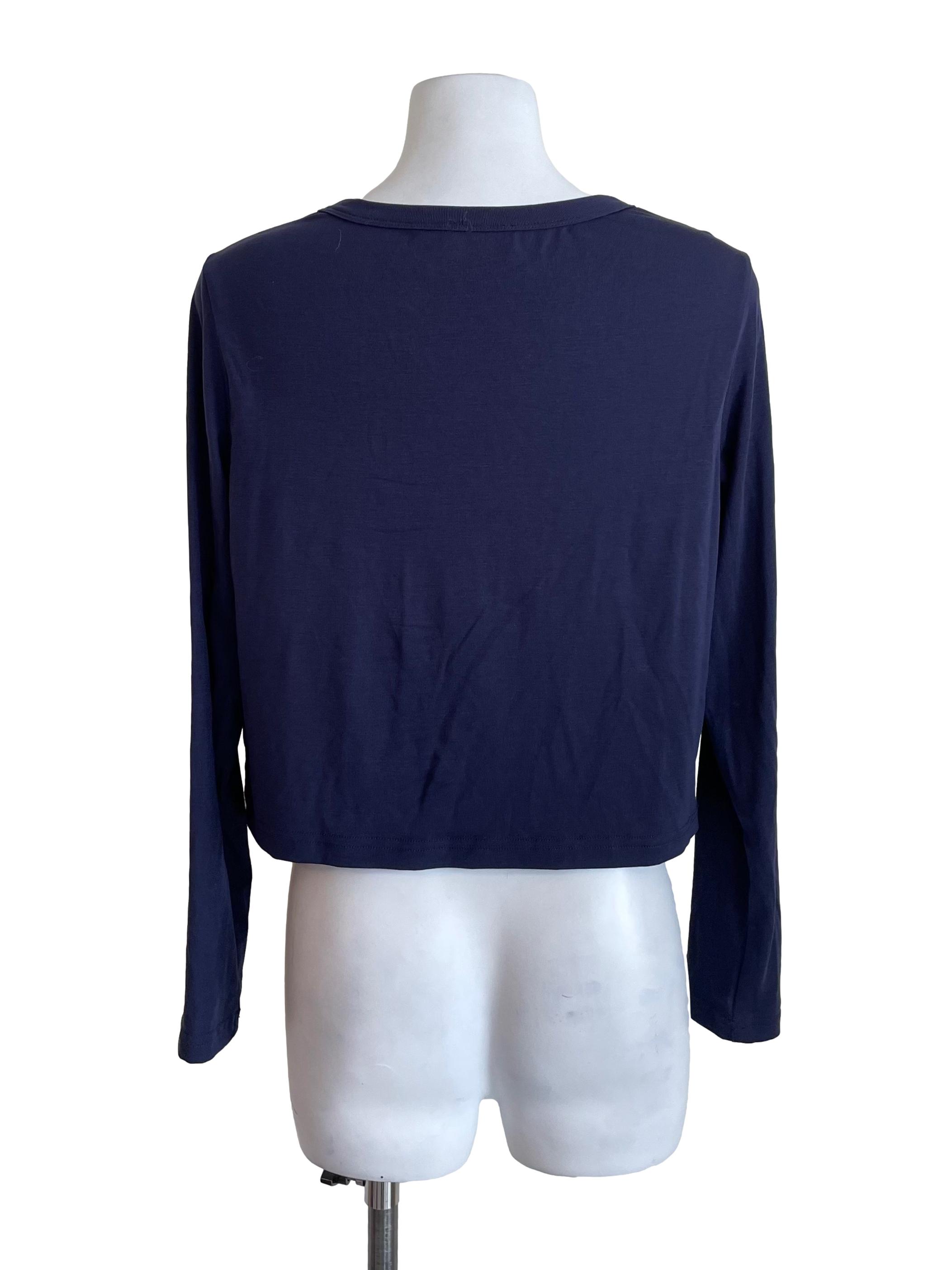 Navy V Neck Cropped Cardigan