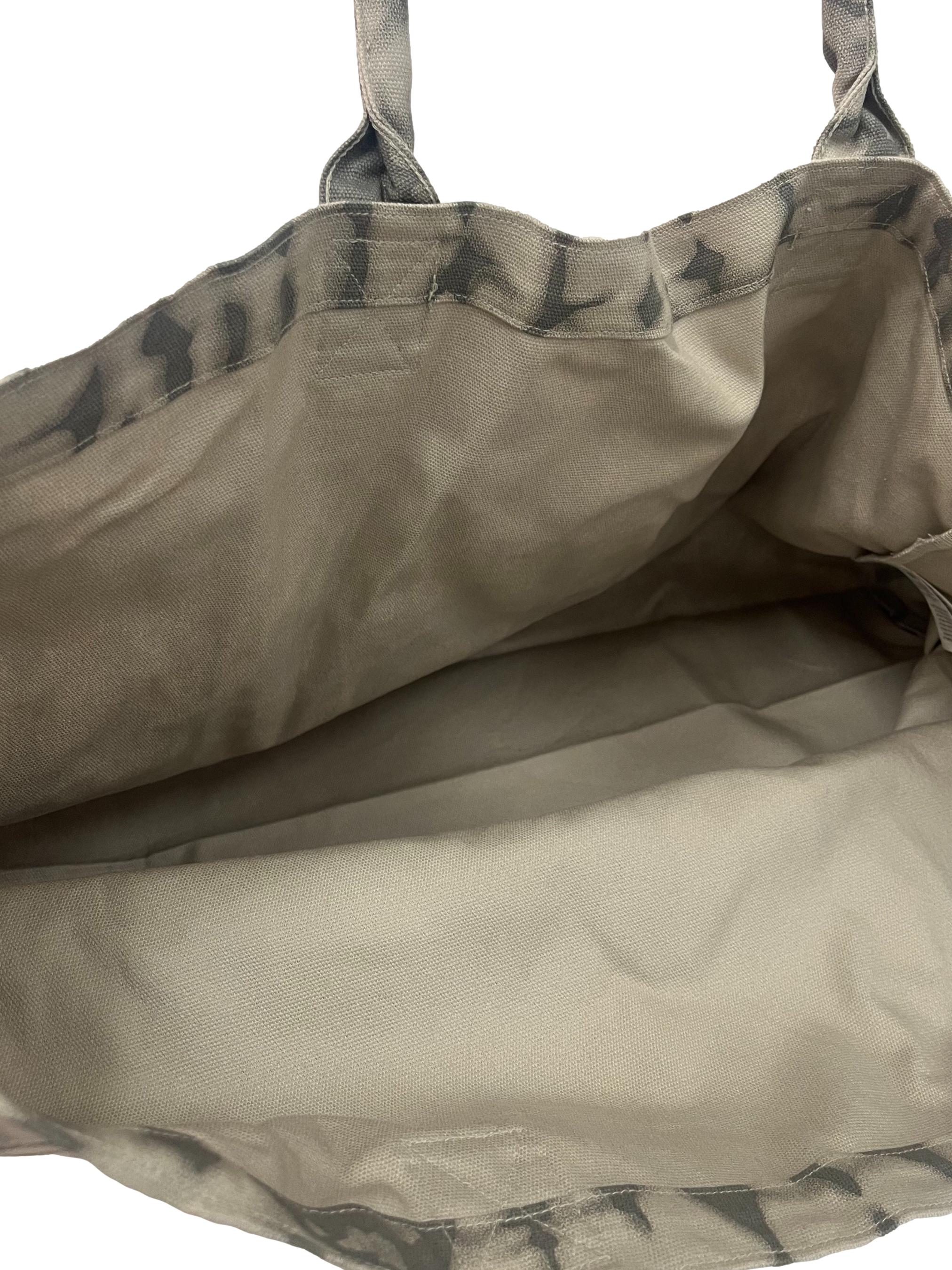 Grey Print Large Tote Bag