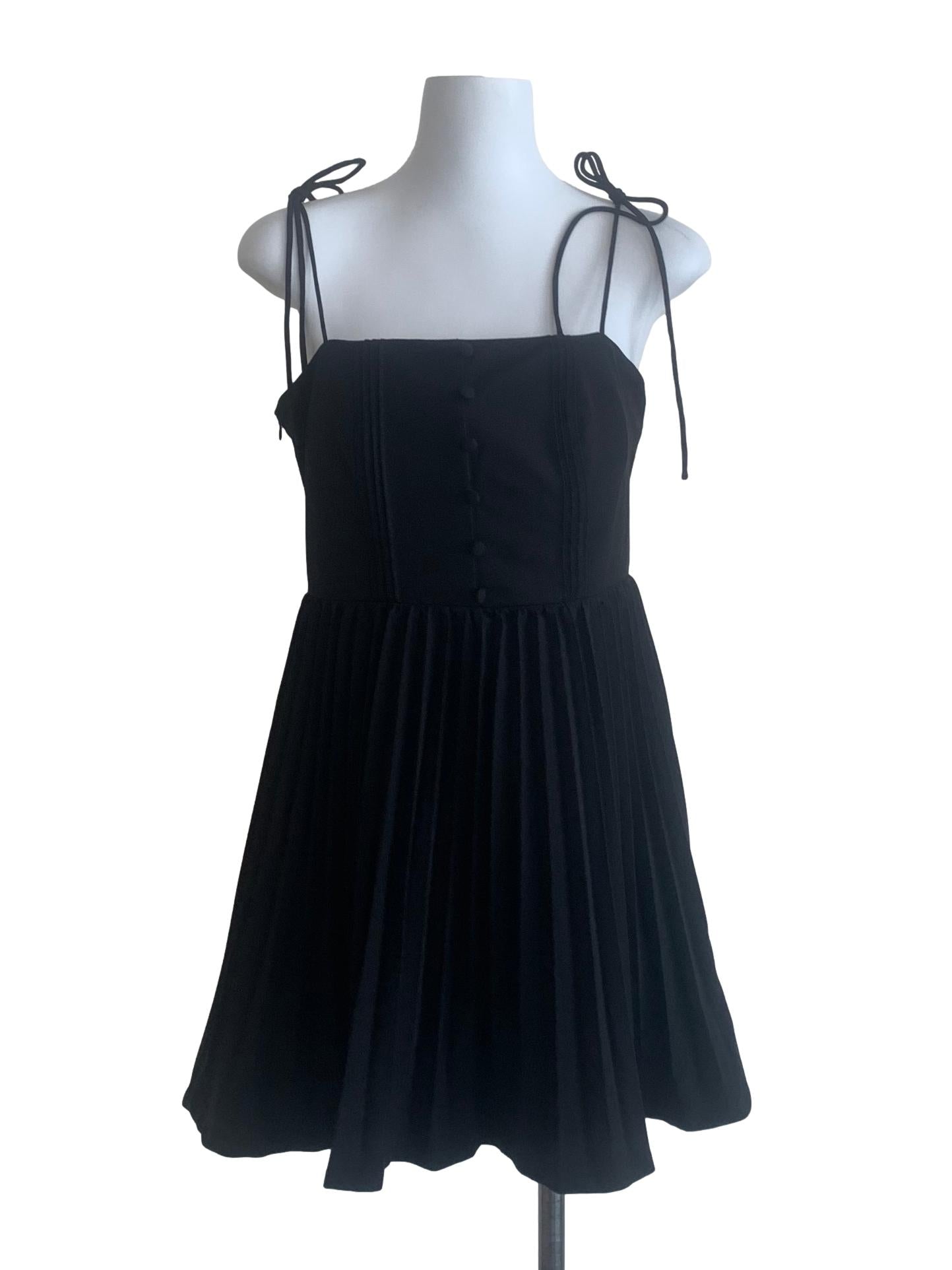 Midnight Black Pleated Dress