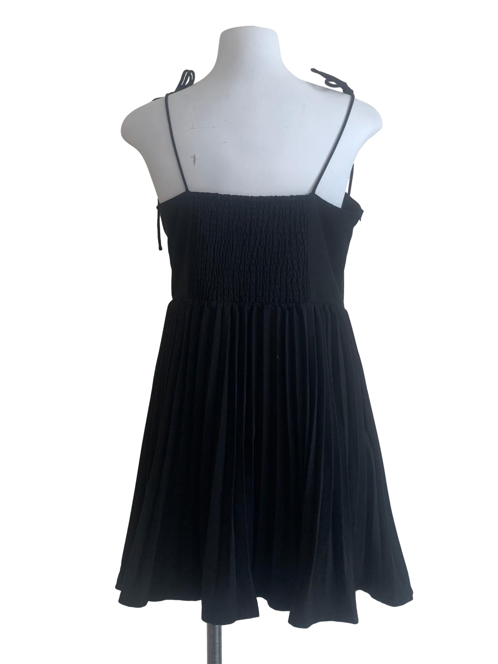 Midnight Black Pleated Dress