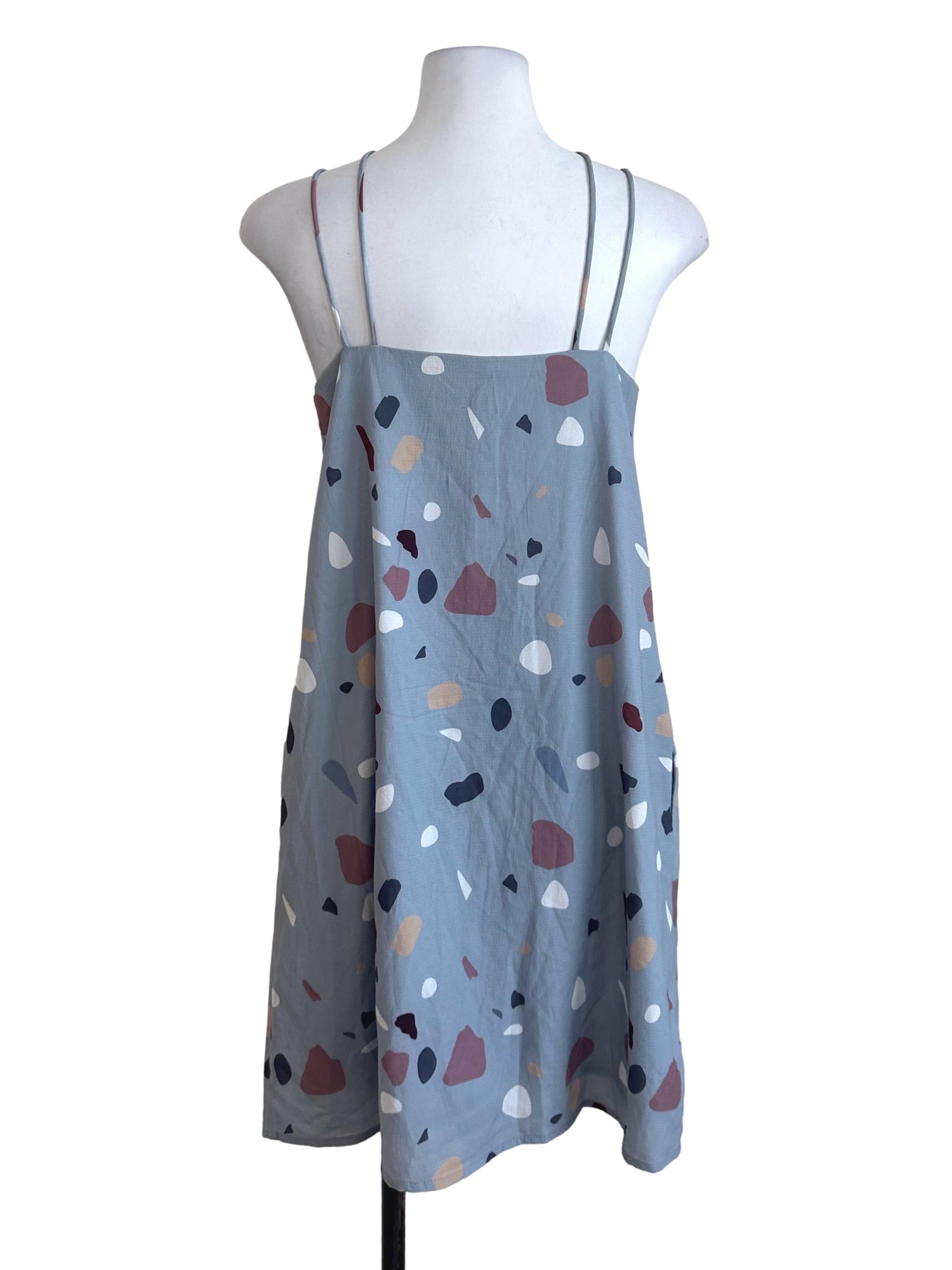 Dusty Blue Abstract Pattern Dress