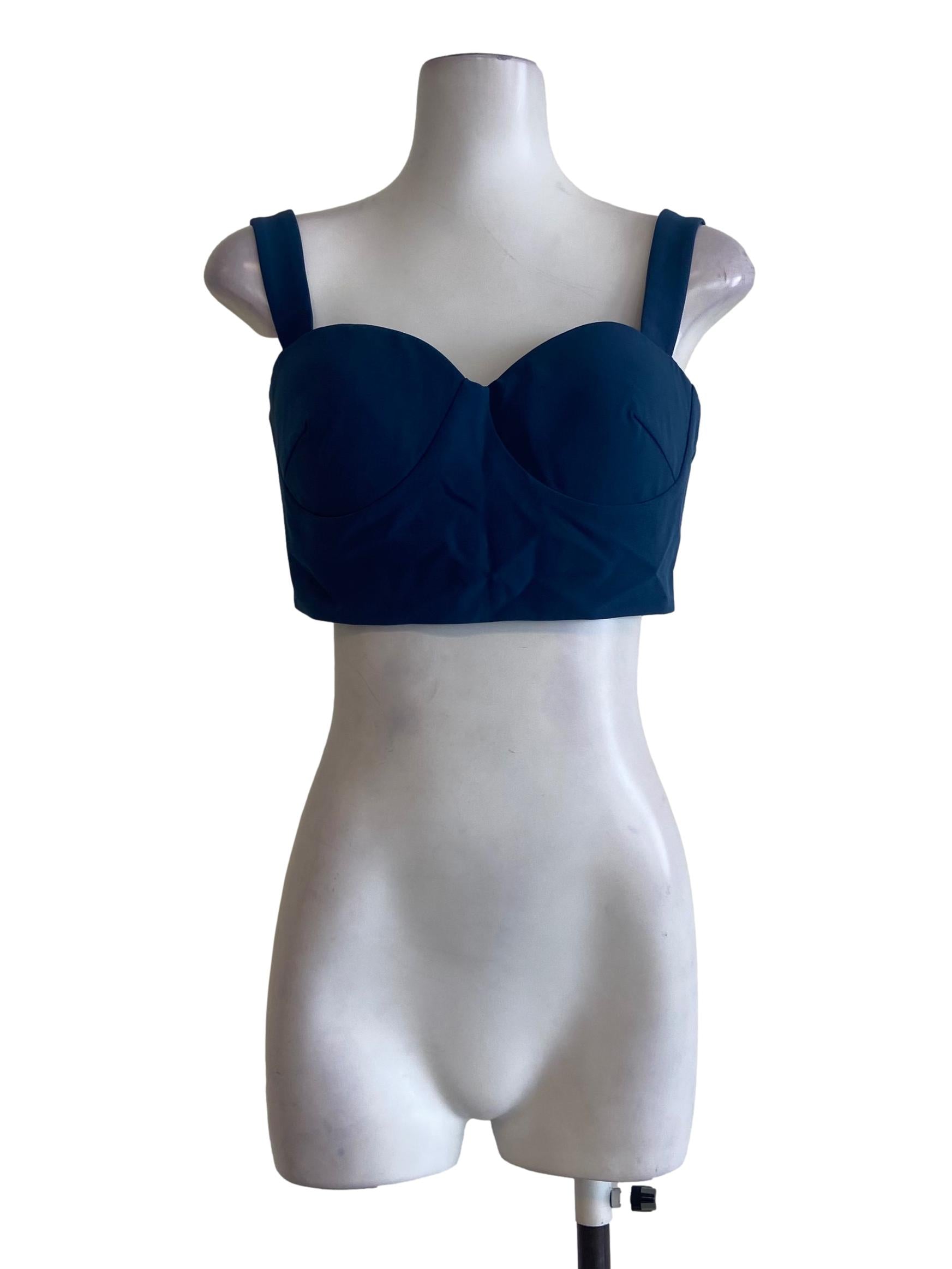 Aegean Blue Sleeveless Crop Top