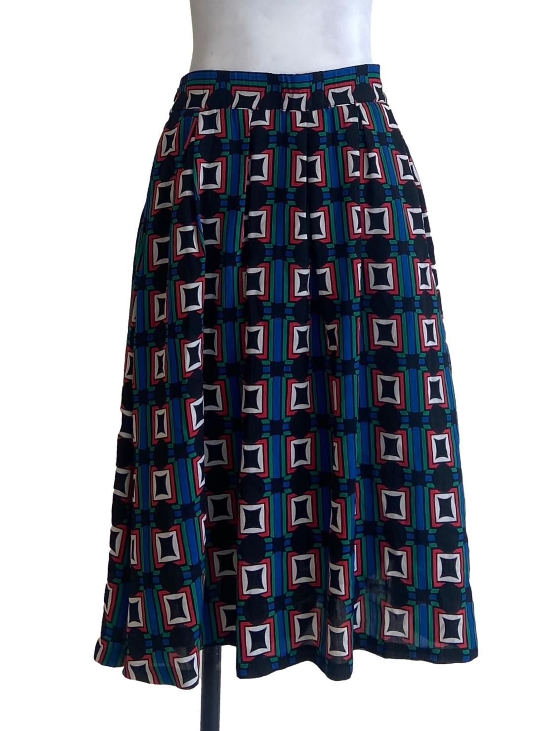 Black & Multicolor Circle Skirt