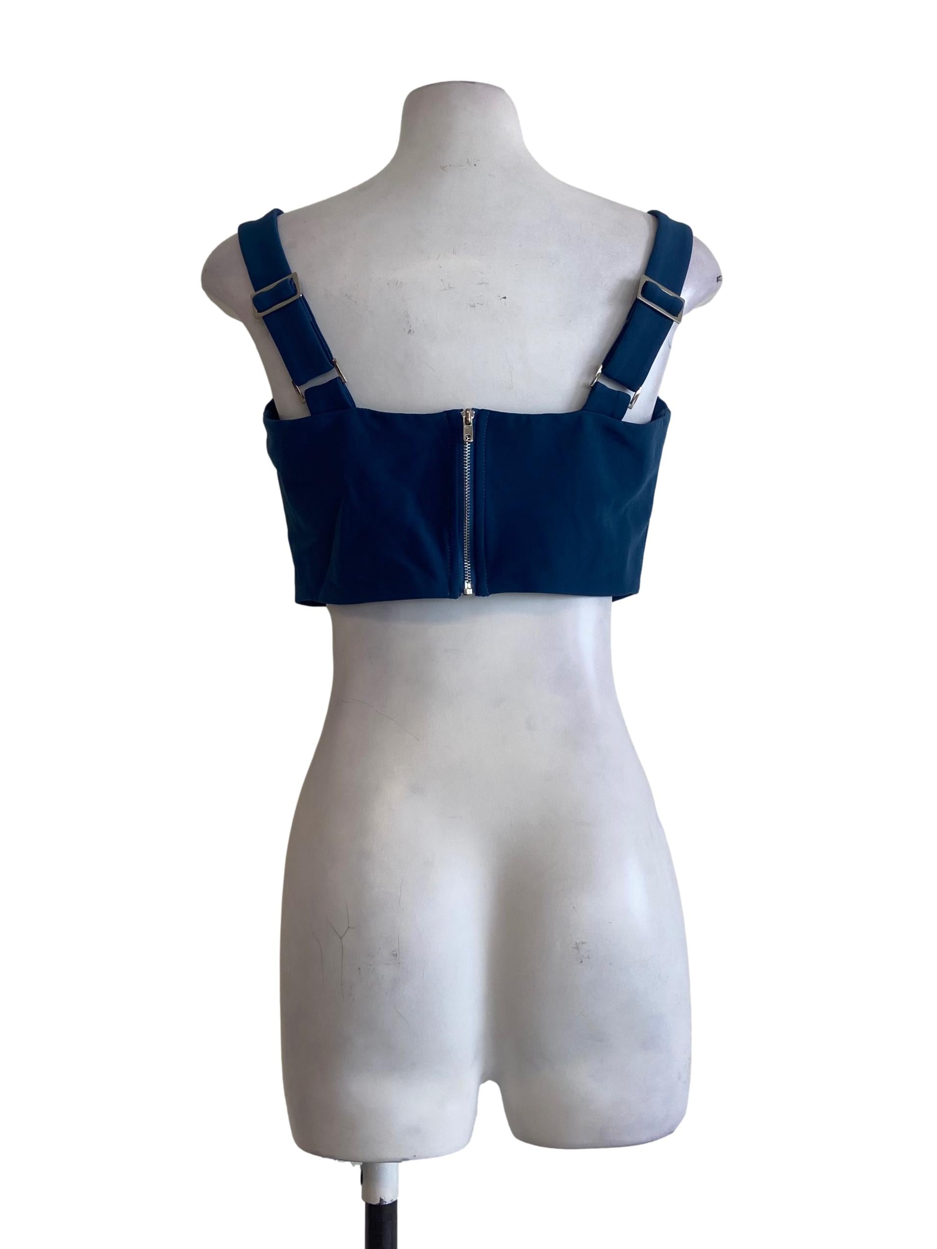 Aegean Blue Sleeveless Crop Top