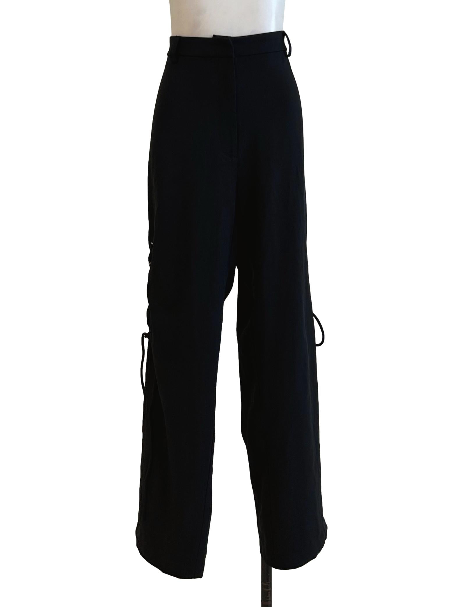 Black Side Lace Up Pants