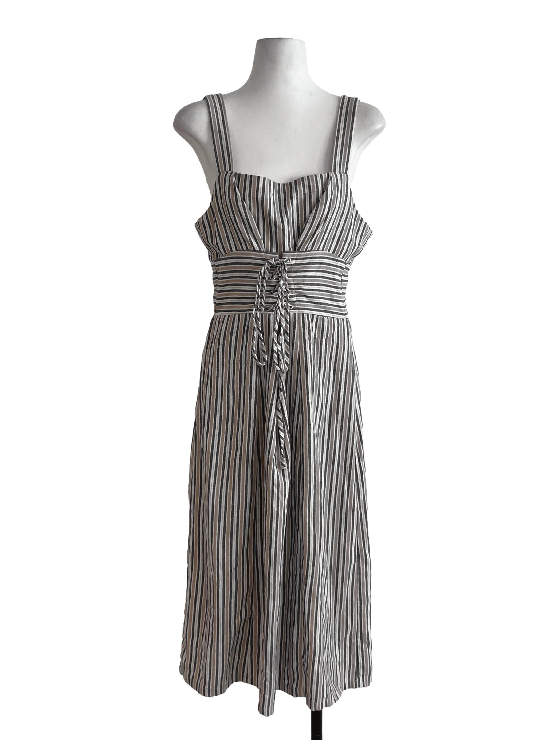 White Bengal Stripe A-Line Dress