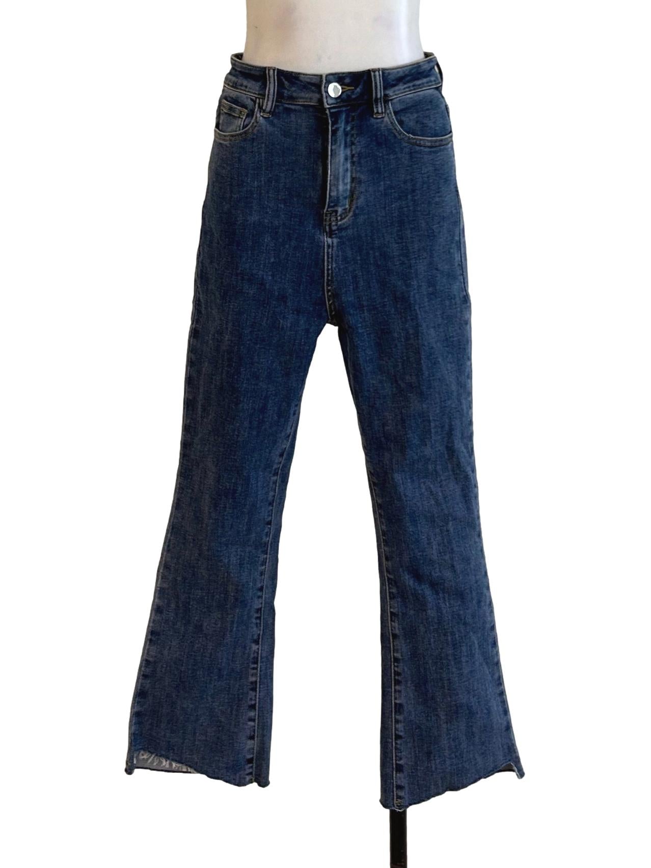 Blue Denim High Waist Straight Cut Jeans