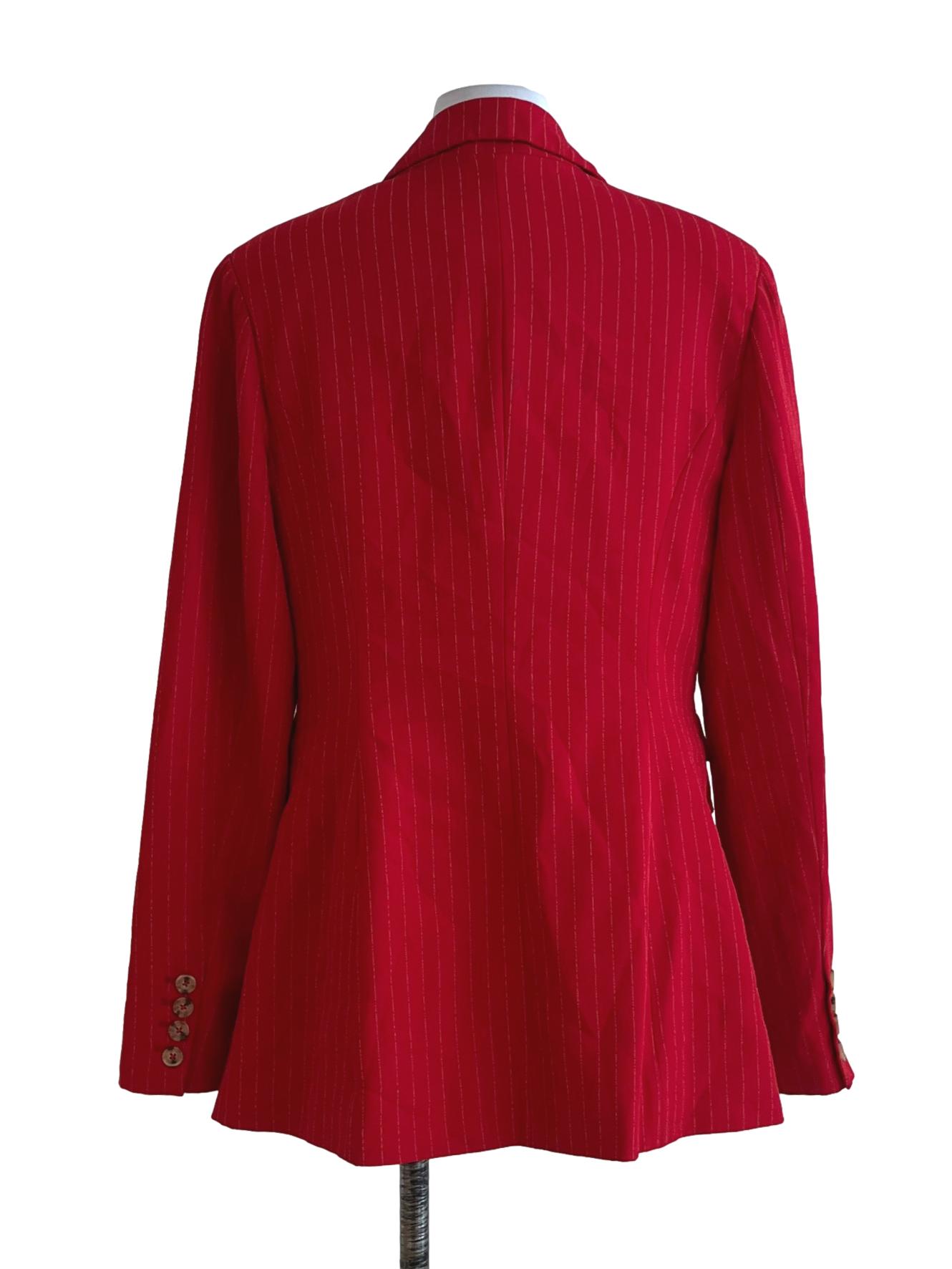 Crimson Red Wing Collar Double-Breasted Blazer
