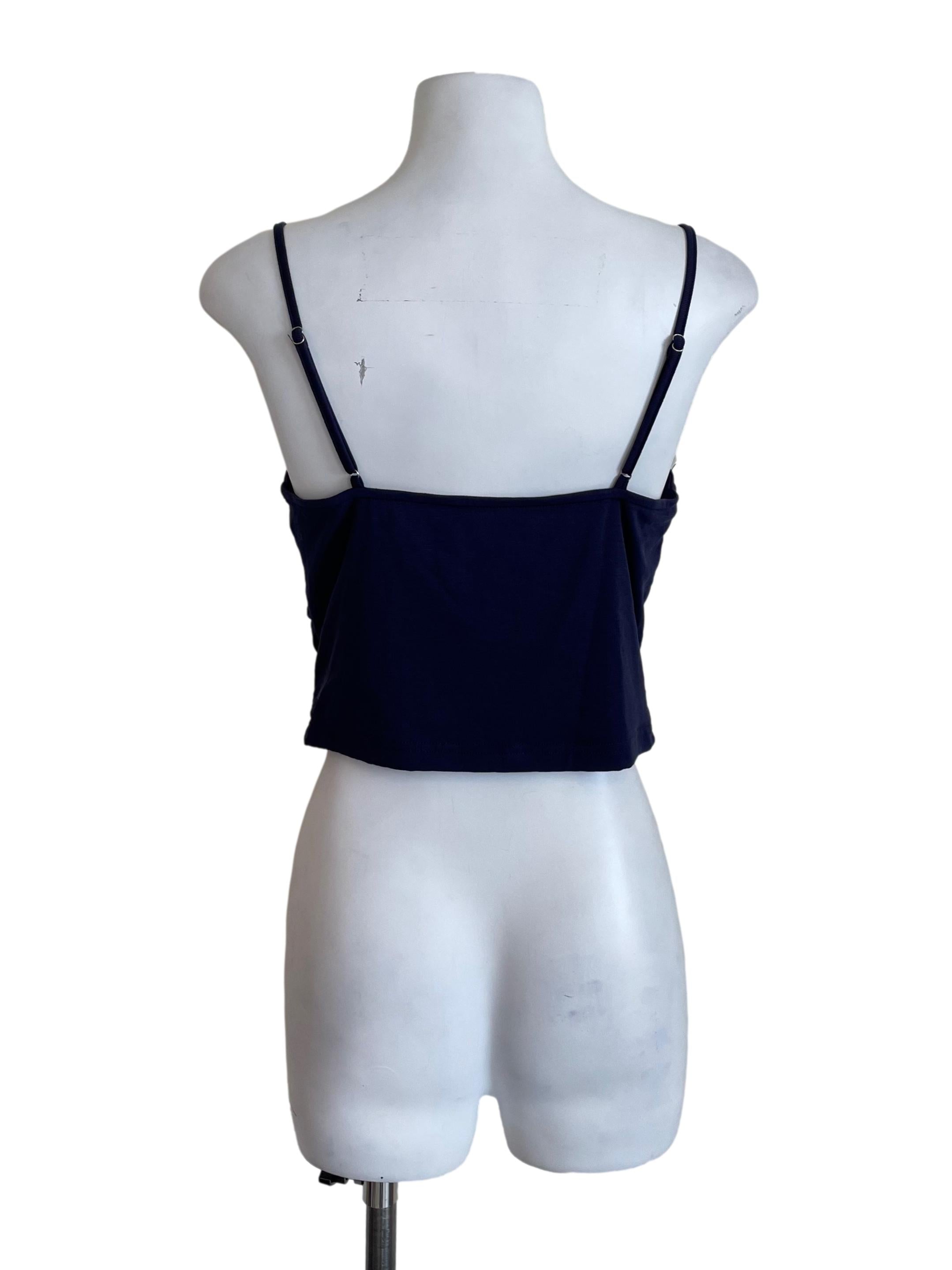 Navy Draped Milkmaid Crop Top