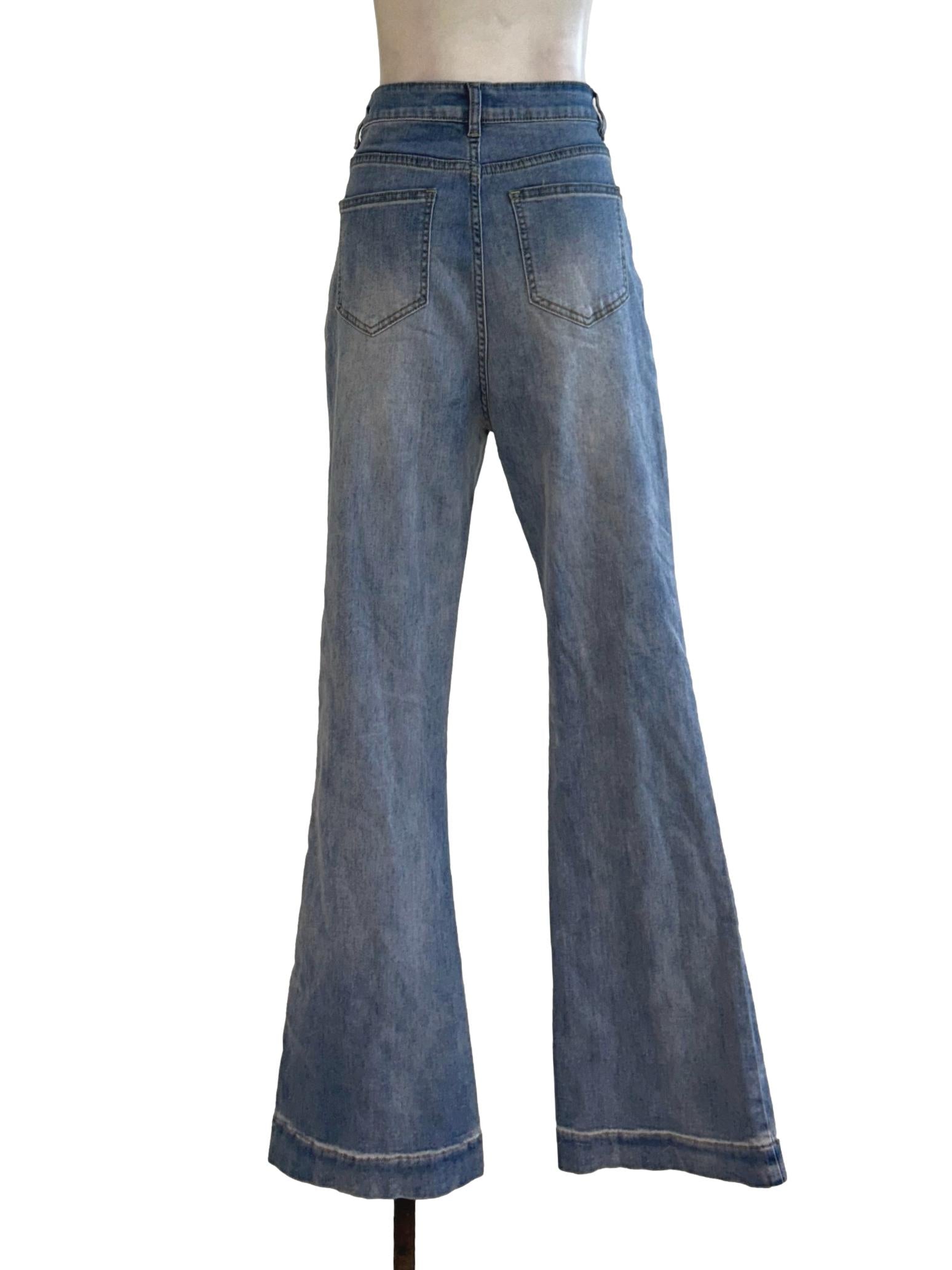 Blue Washed Flare Jeans