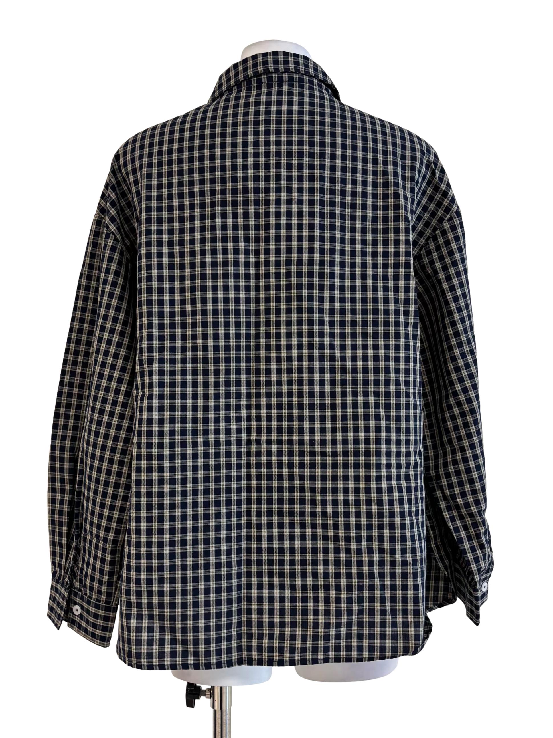 Blue Black Long Sleeve Buttoned Plaid Shirt