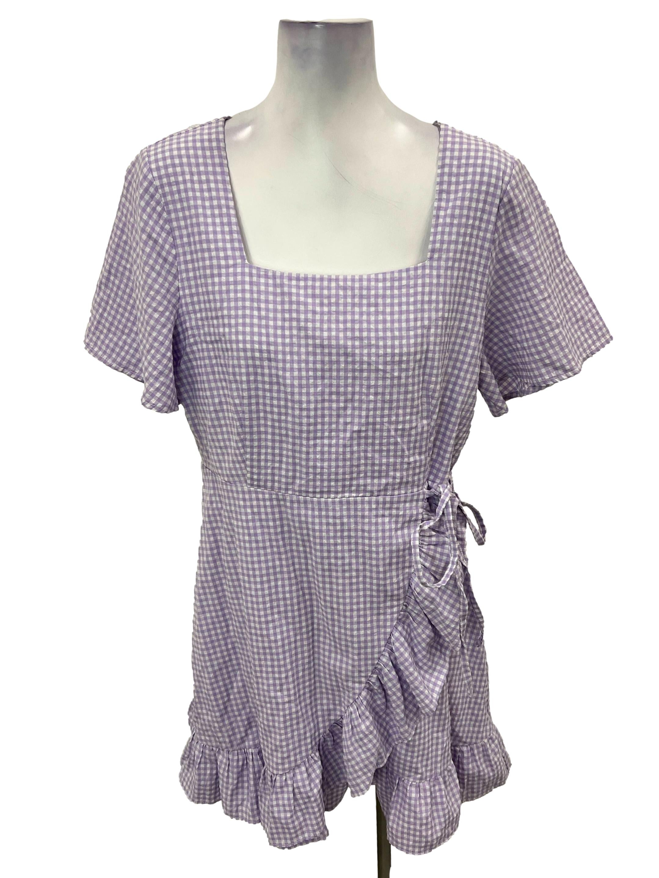 Lilac Purple Checkered Dress