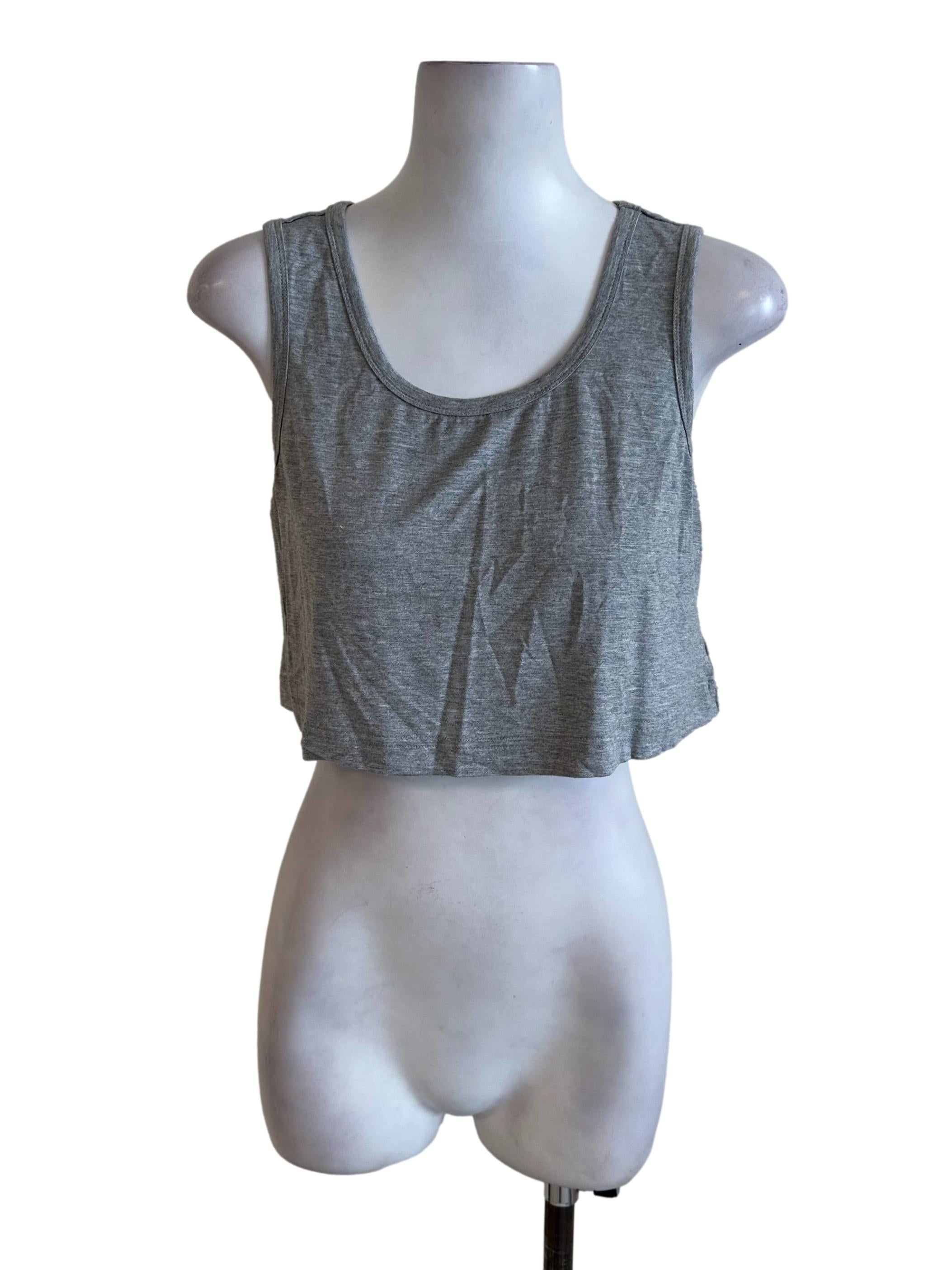 Light Grey Scoop Sleeveless Crop Top