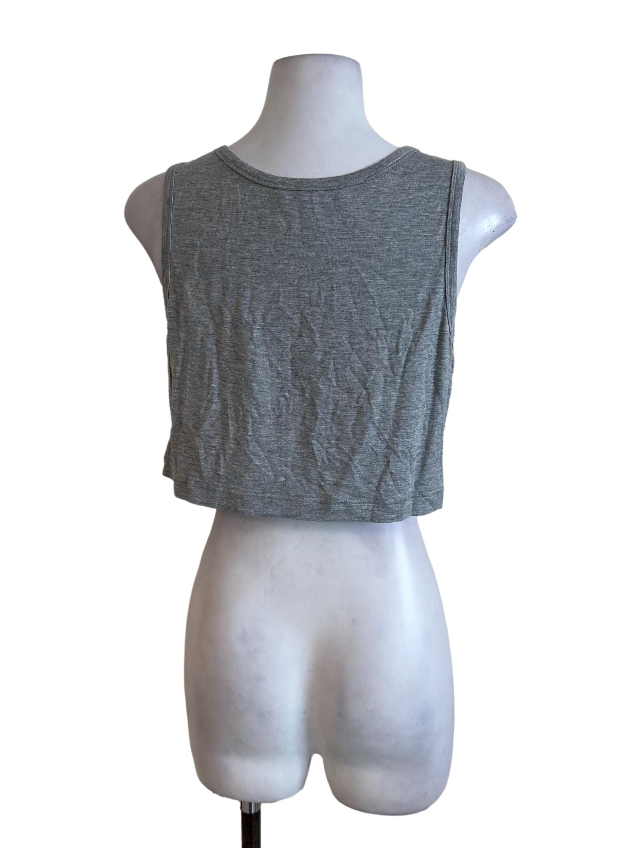 Light Grey Scoop Sleeveless Crop Top