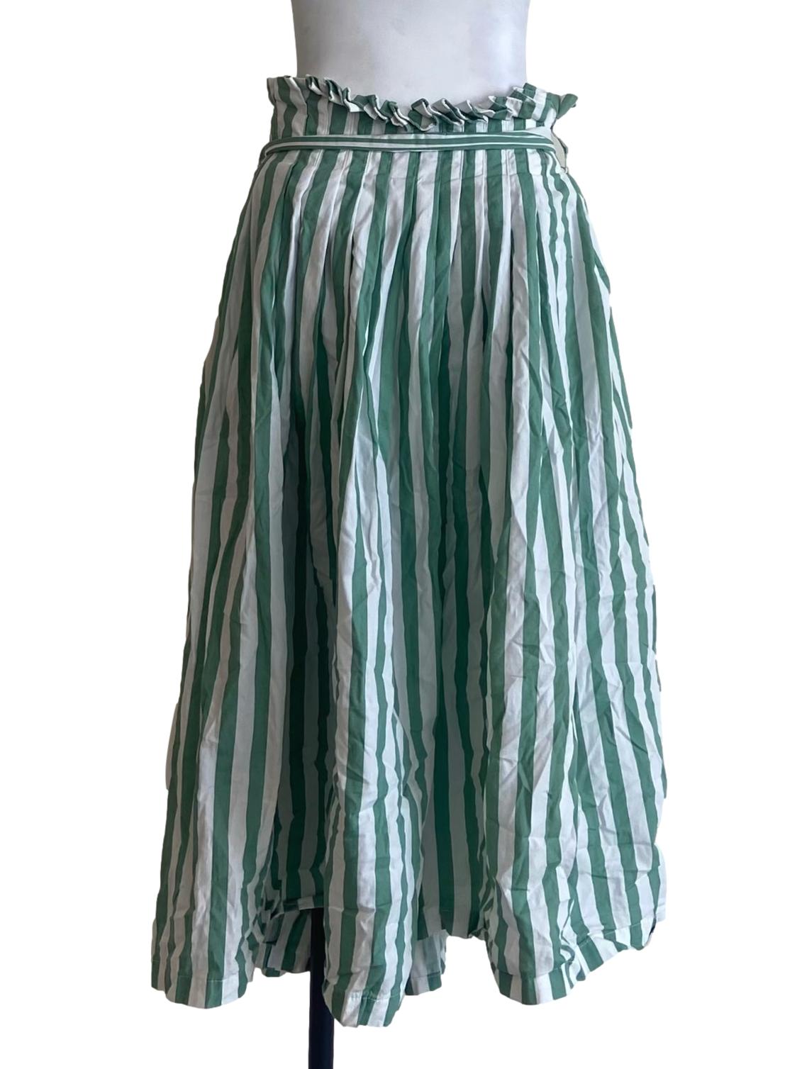 Mint Green & White Stripe Slit Circle Skirt
