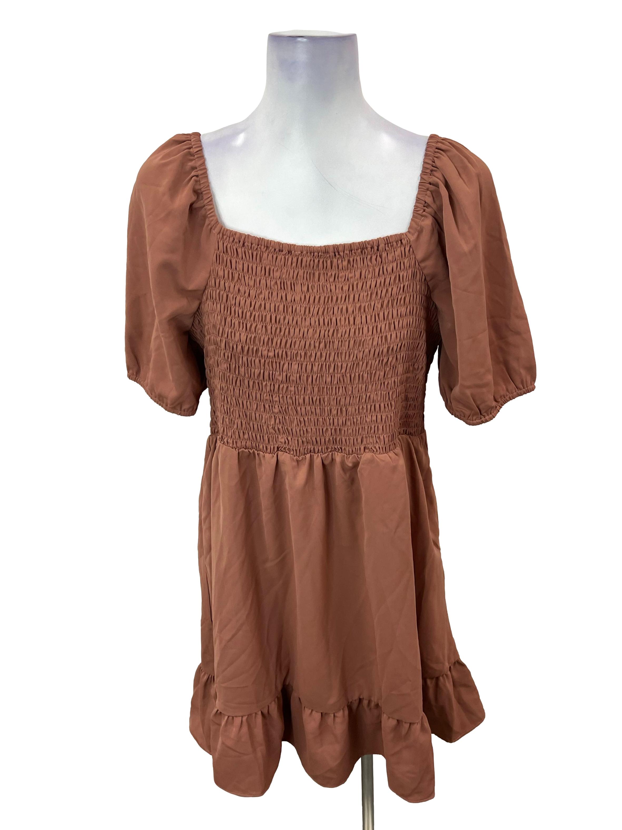 Brown Smocked Dress