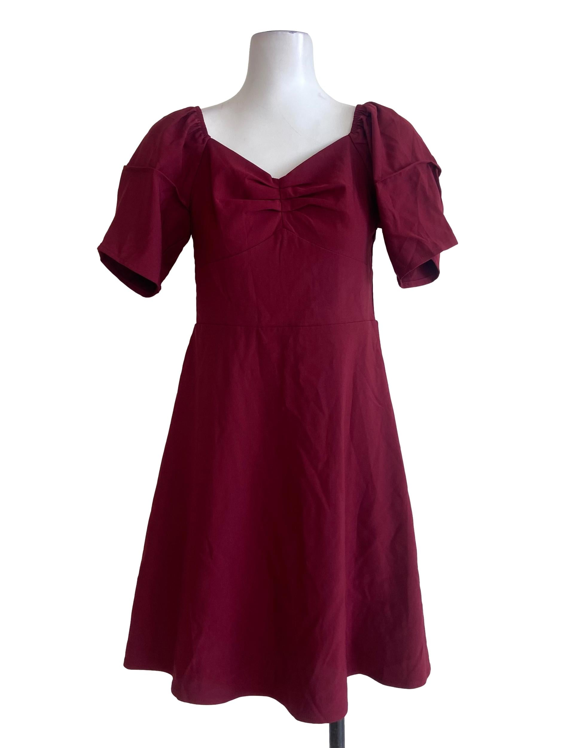 Lipstick Red Square Neck Apron Dress