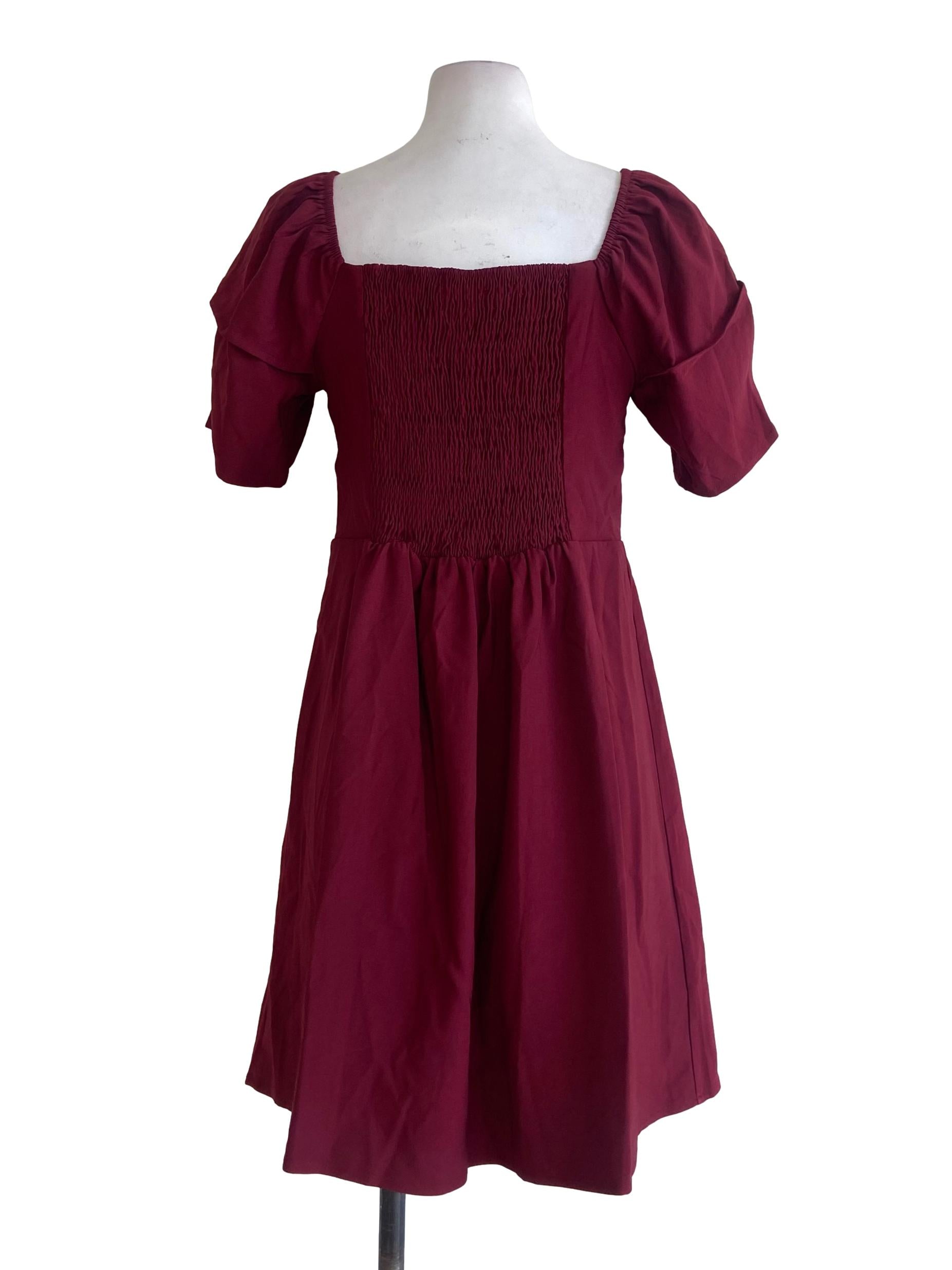 Lipstick Red Square Neck Apron Dress