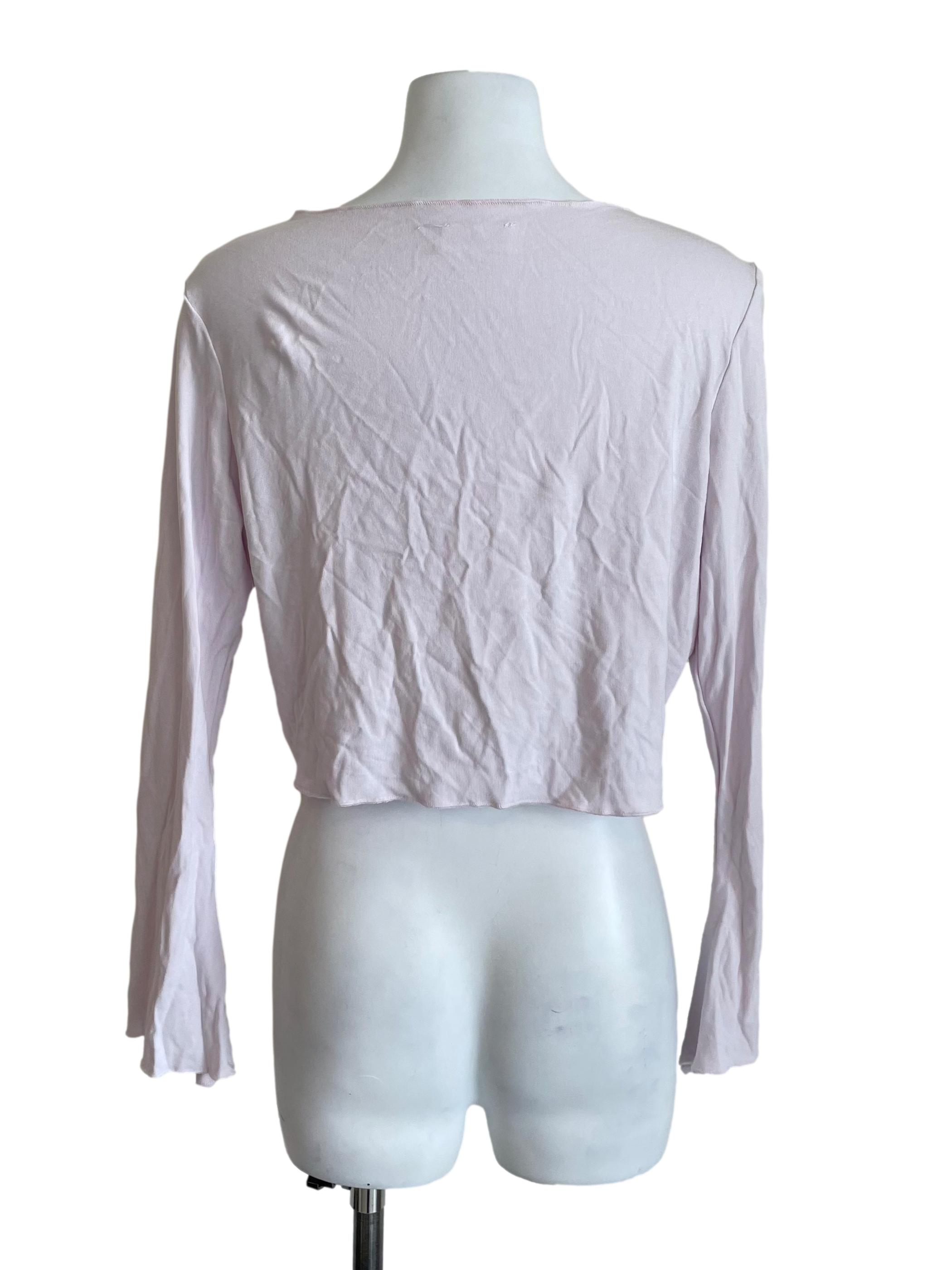 Pale Pink Bell Sleeves Cardigan