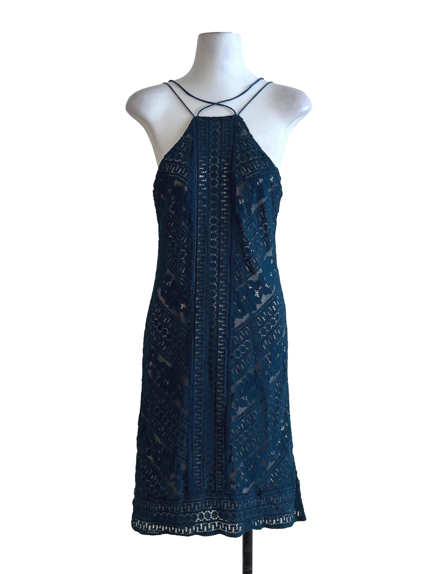 Aegean Blue Lace Sheath Dress