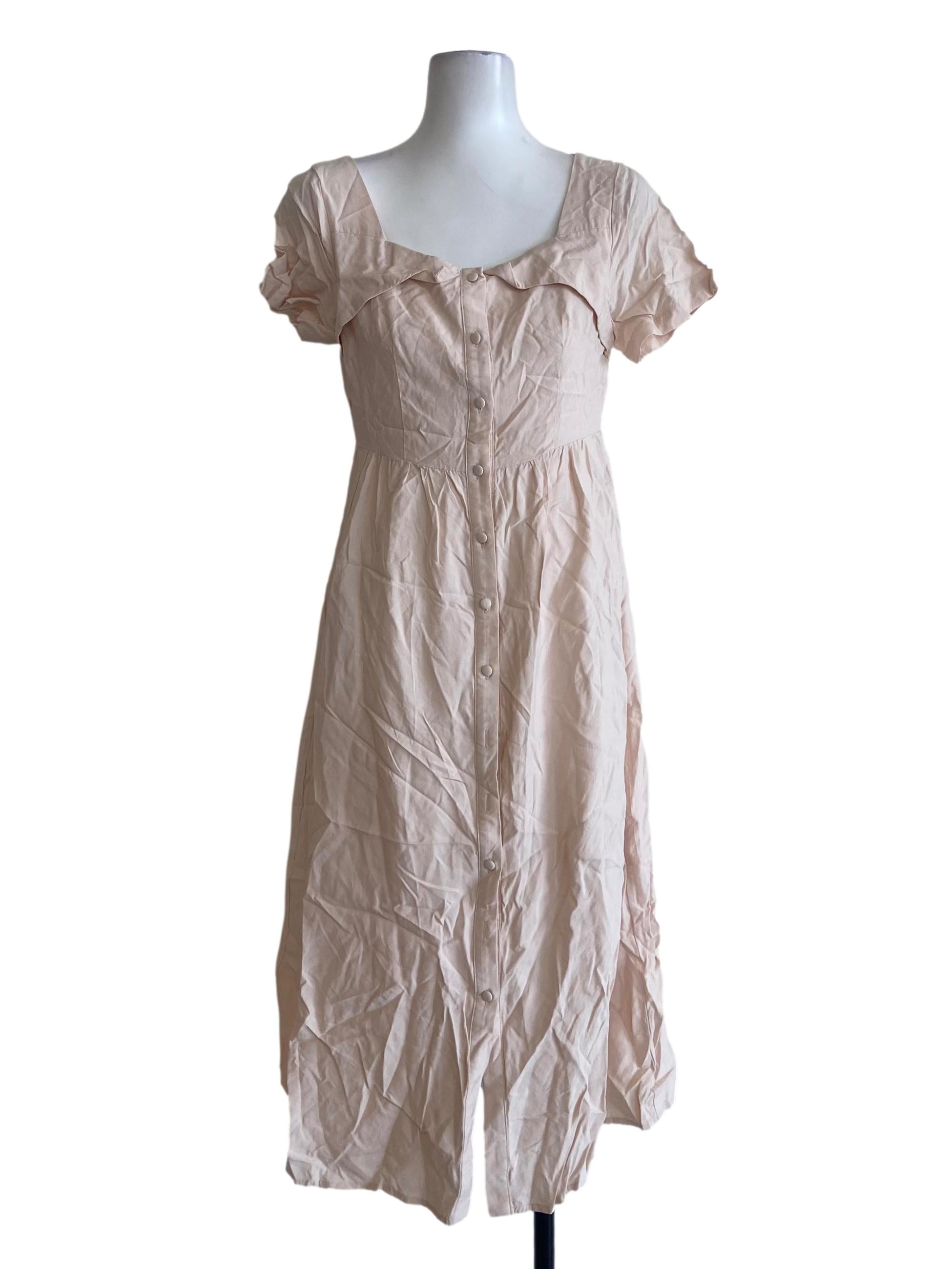 Chiffon White Button Down Empire Dress