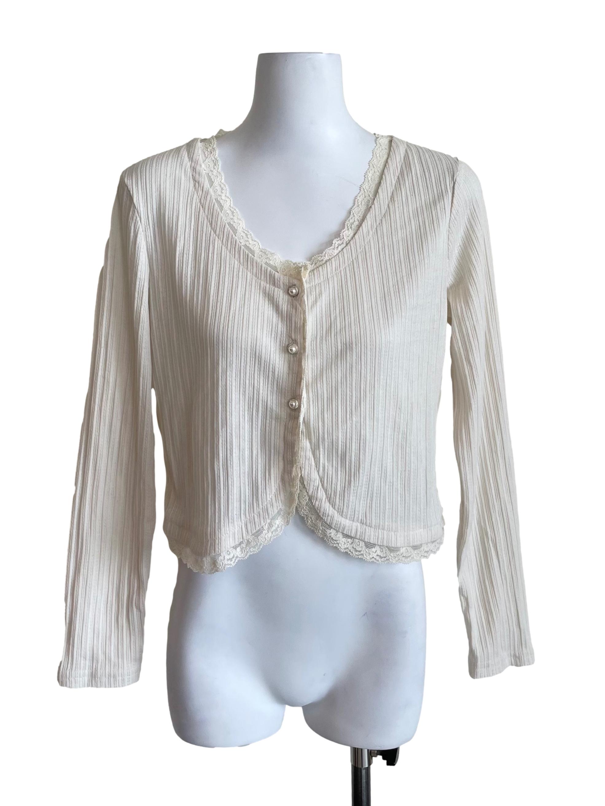 Cream Lace And Pearls Cardigan