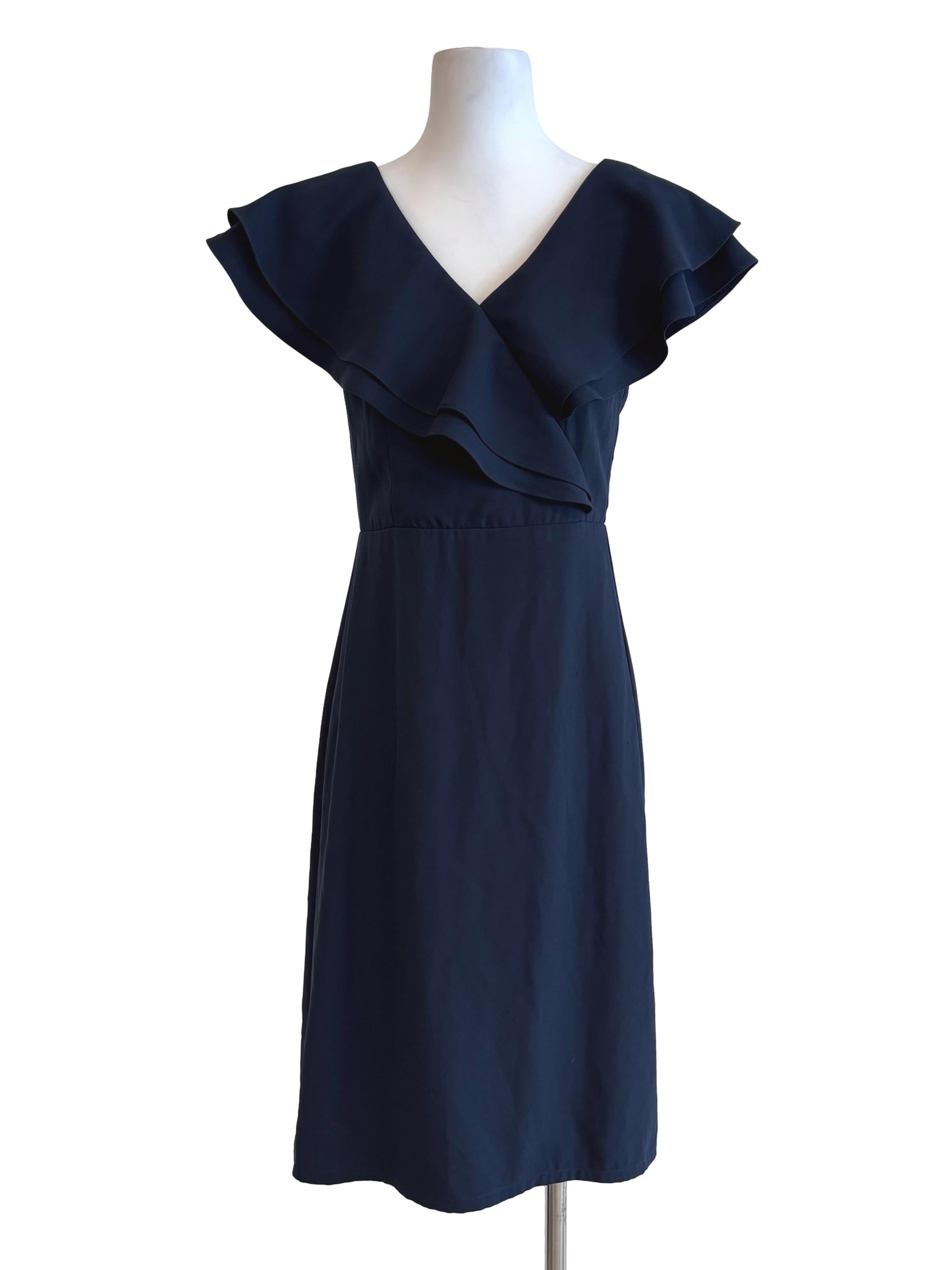 Midnight Blue Ruffle A-Line Dress TCL