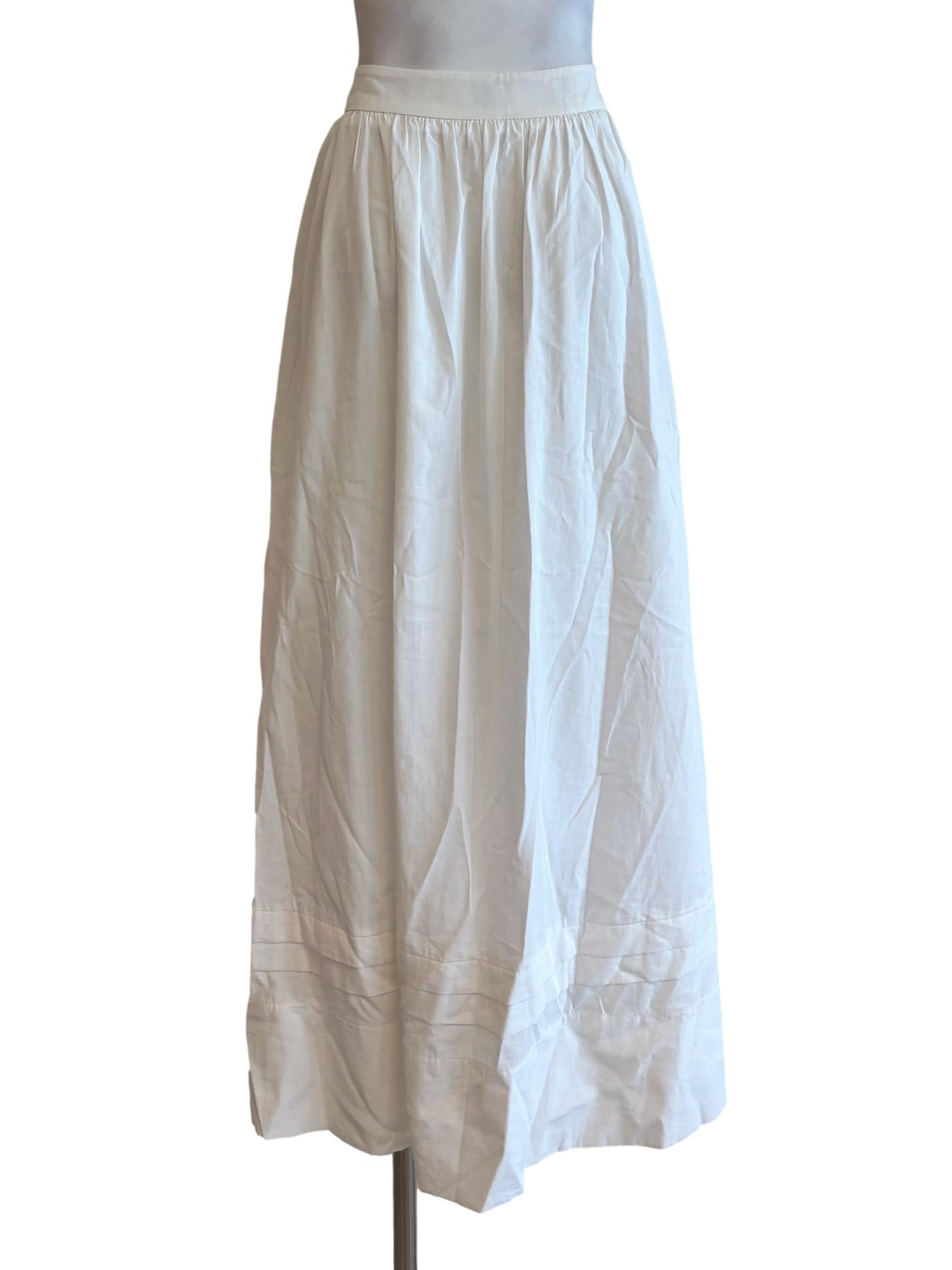 Powder White Plain A-Line Skirt