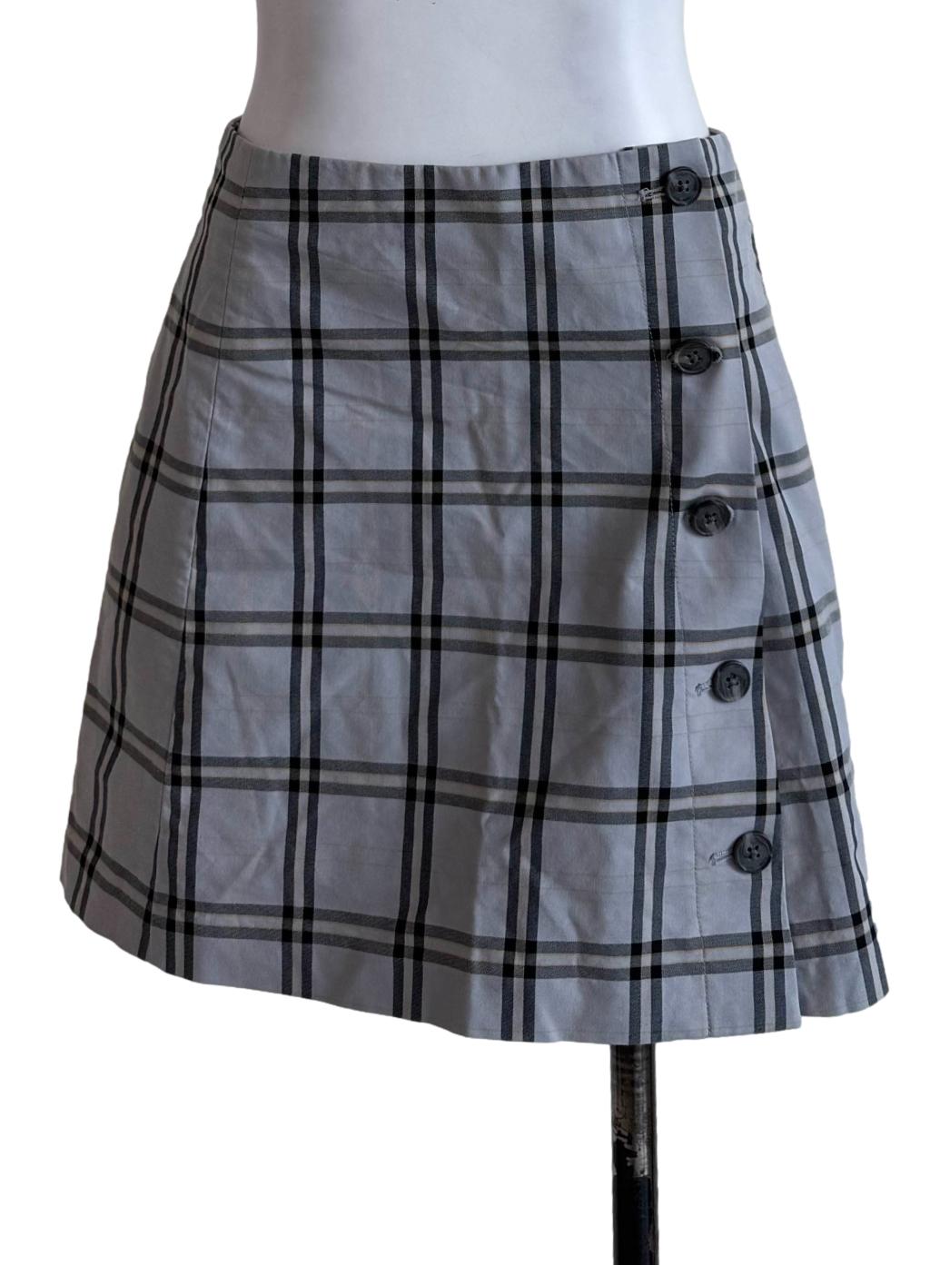 Smoke Grey Gingham Mini Skirt
