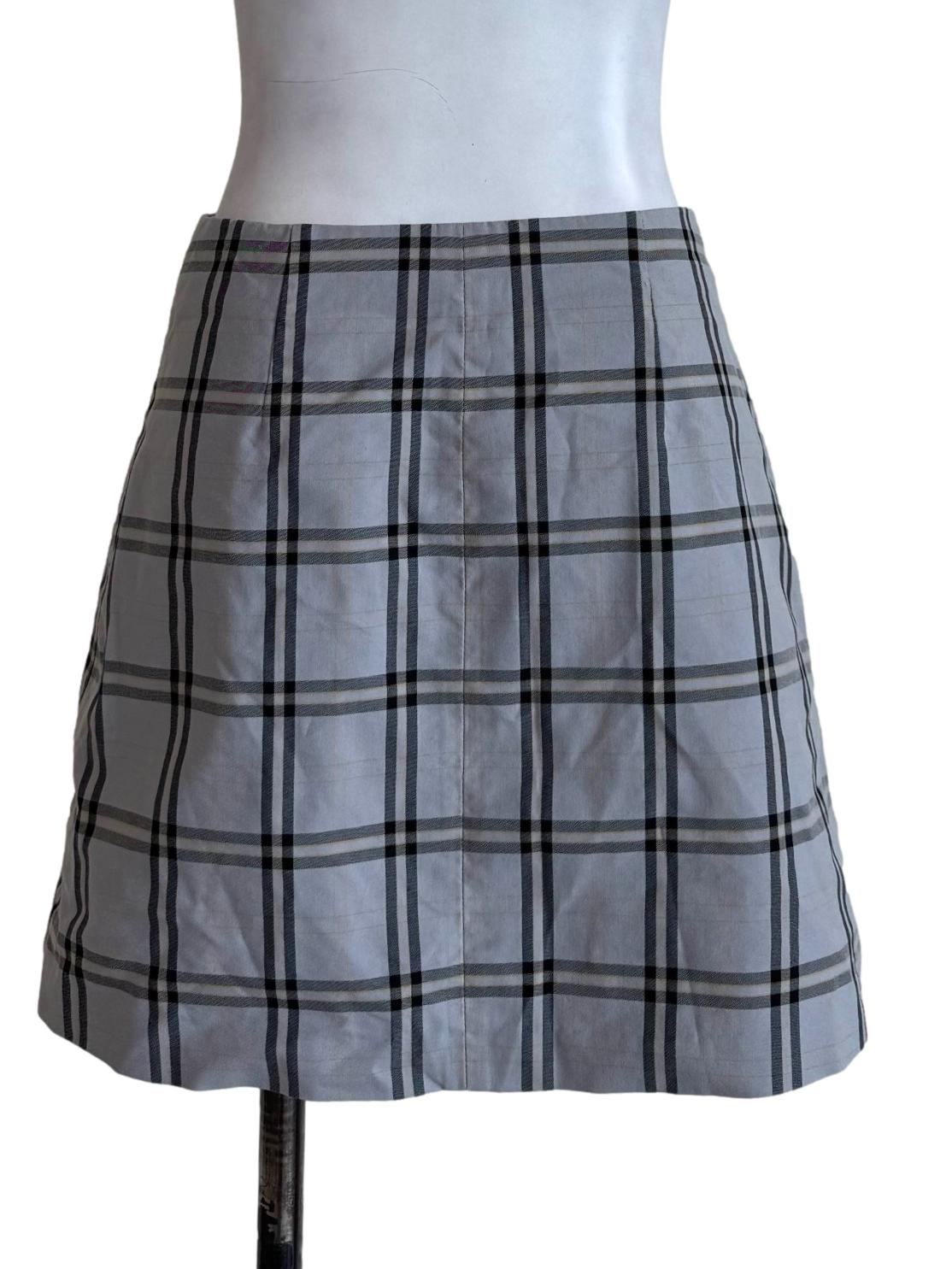 Smoke Grey Gingham Mini Skirt