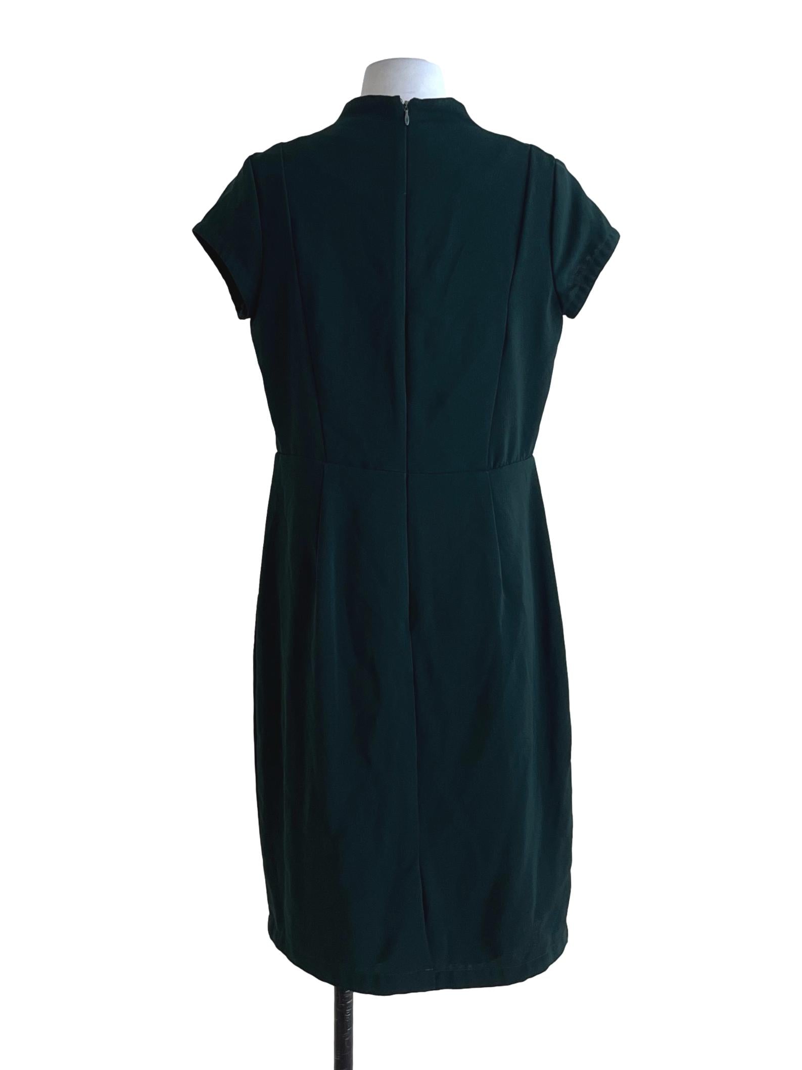 Pine Green V-Neckline Empire Dress